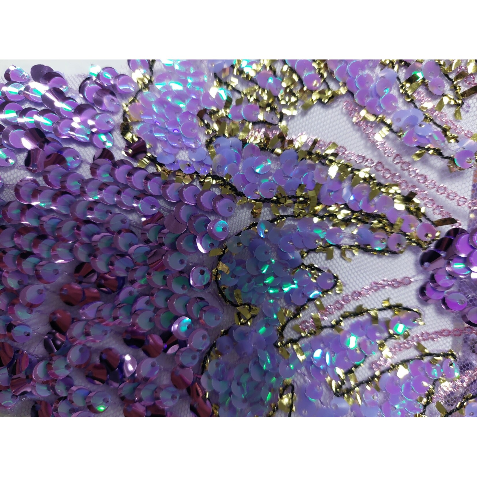 Poly Mesh with Embroidery spangle Lace 49-51 Inches (yard) Lilac