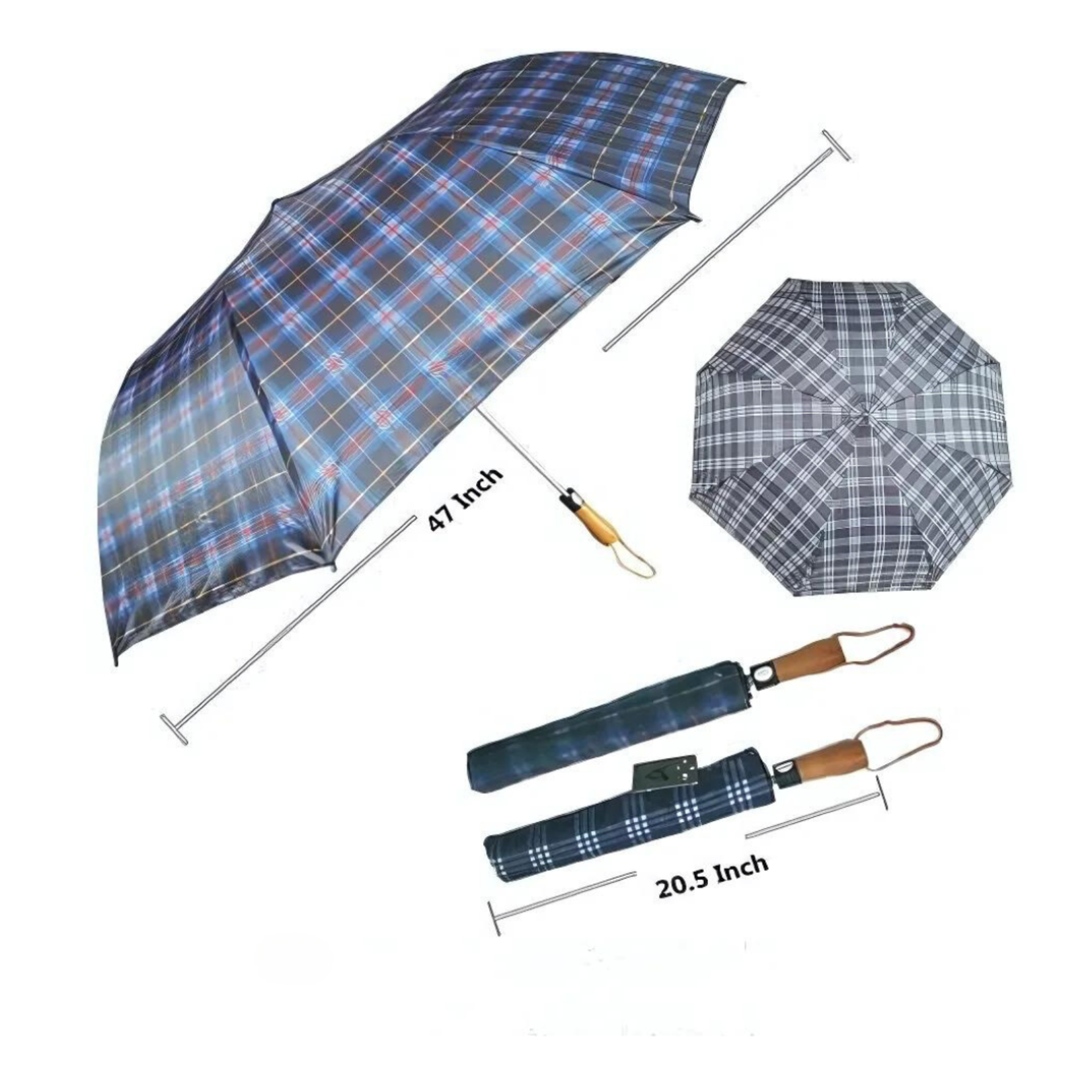 PLAID BI-FOLD GOLF UMBRELLA
