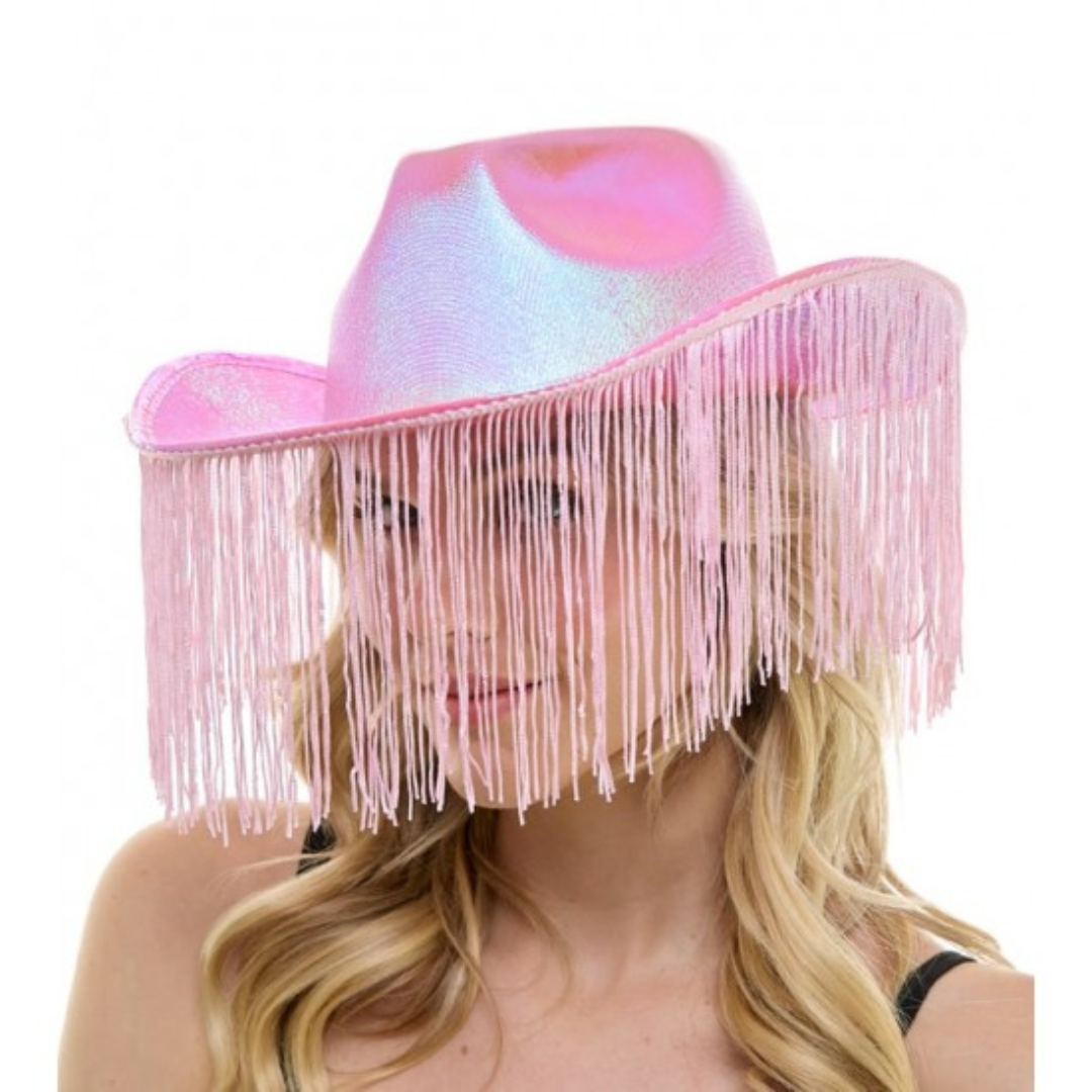 Diamante Tassel Cowboy Hat - Pink