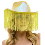Cowboy Hat Metallic  Yellow With Tassels