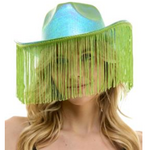 Cowboy Hat Metallic Green with Tassels