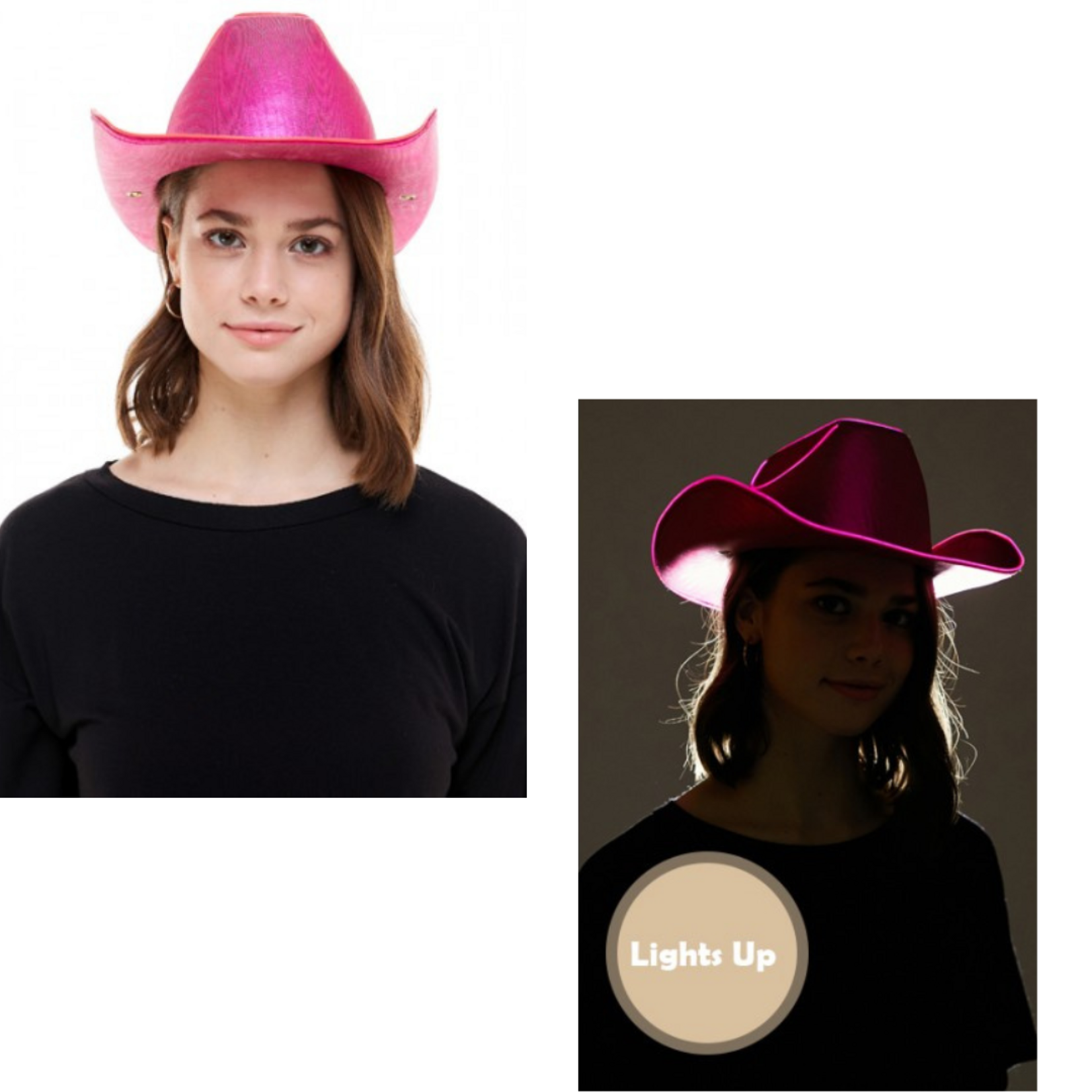 Cowboy Hat Hot Pink - Neon Light