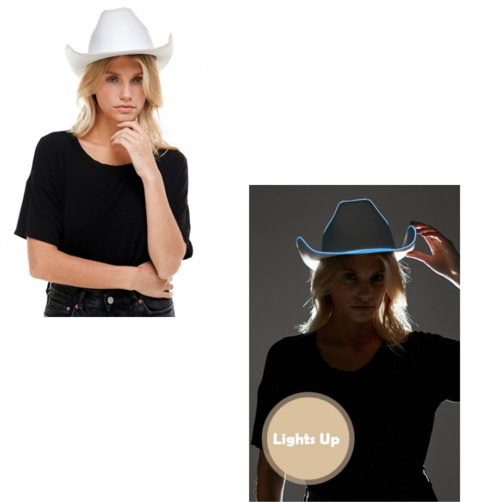 Cowboy Hat White - Neon Light