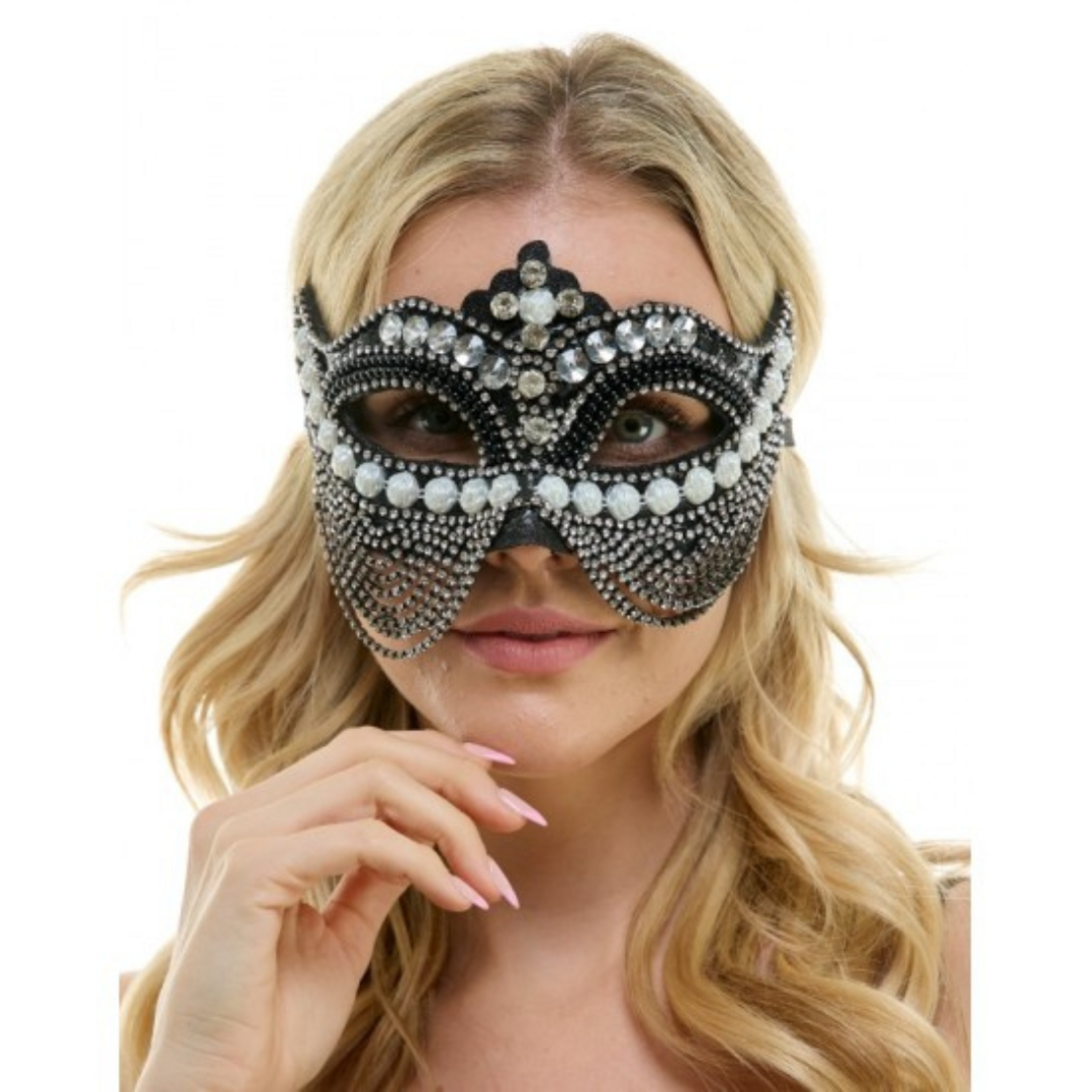 Mask Black Jewelled With Chains