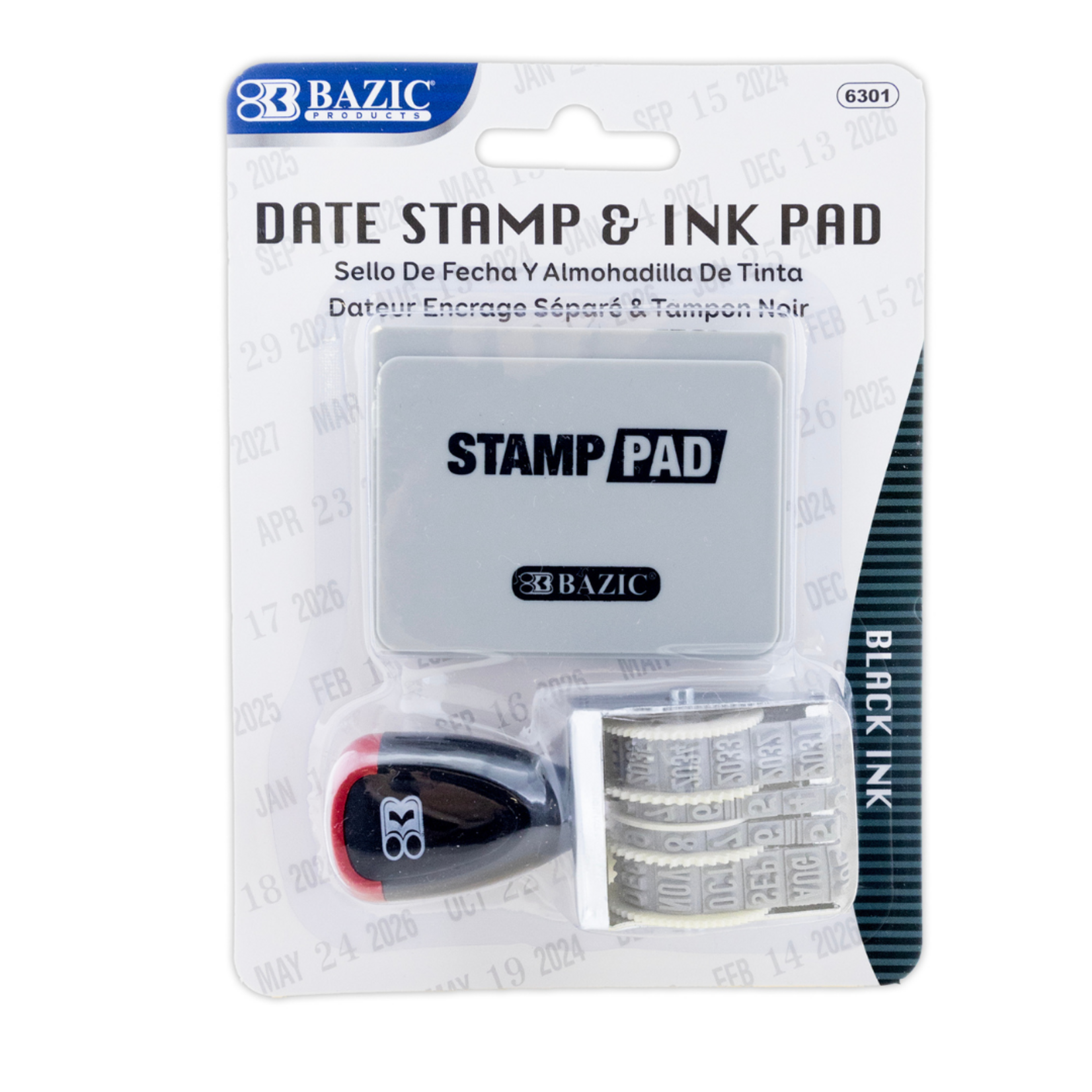 BAZIC Date Stamp and Ink Pad (Black Ink)