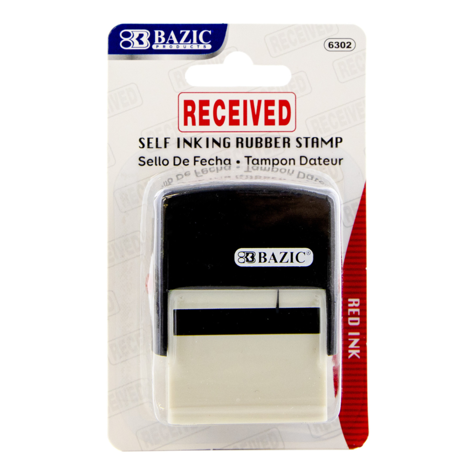 BAZIC Received Self Inking Rubber Stamp (red ink)