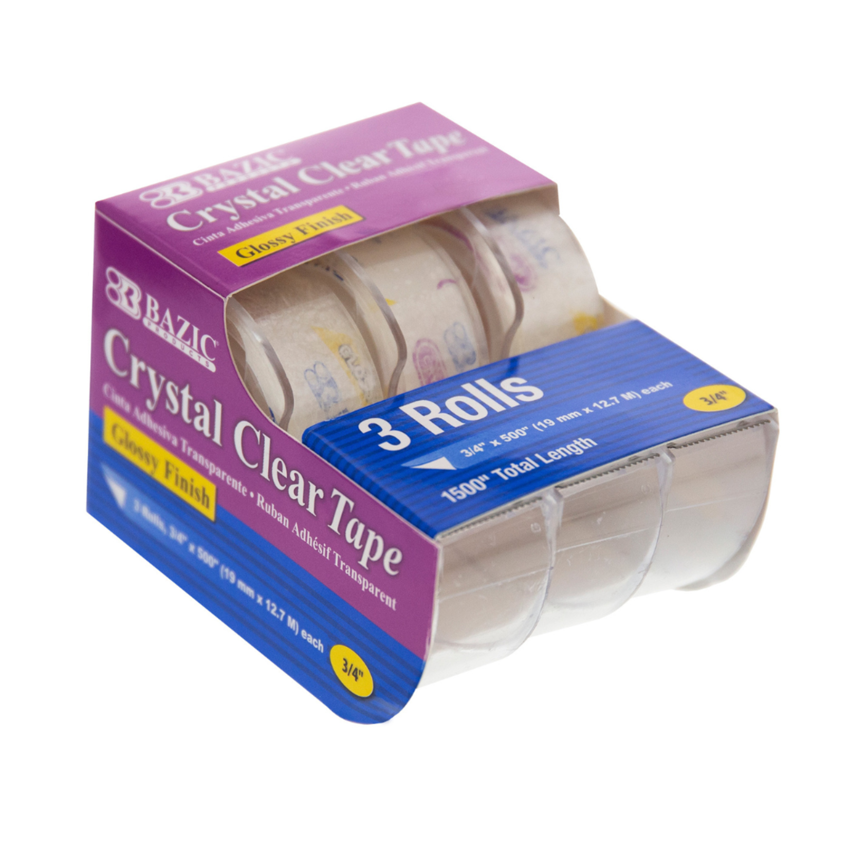 BAZIC 3/4" X 500" Crystal Clear Tape (3/pack)