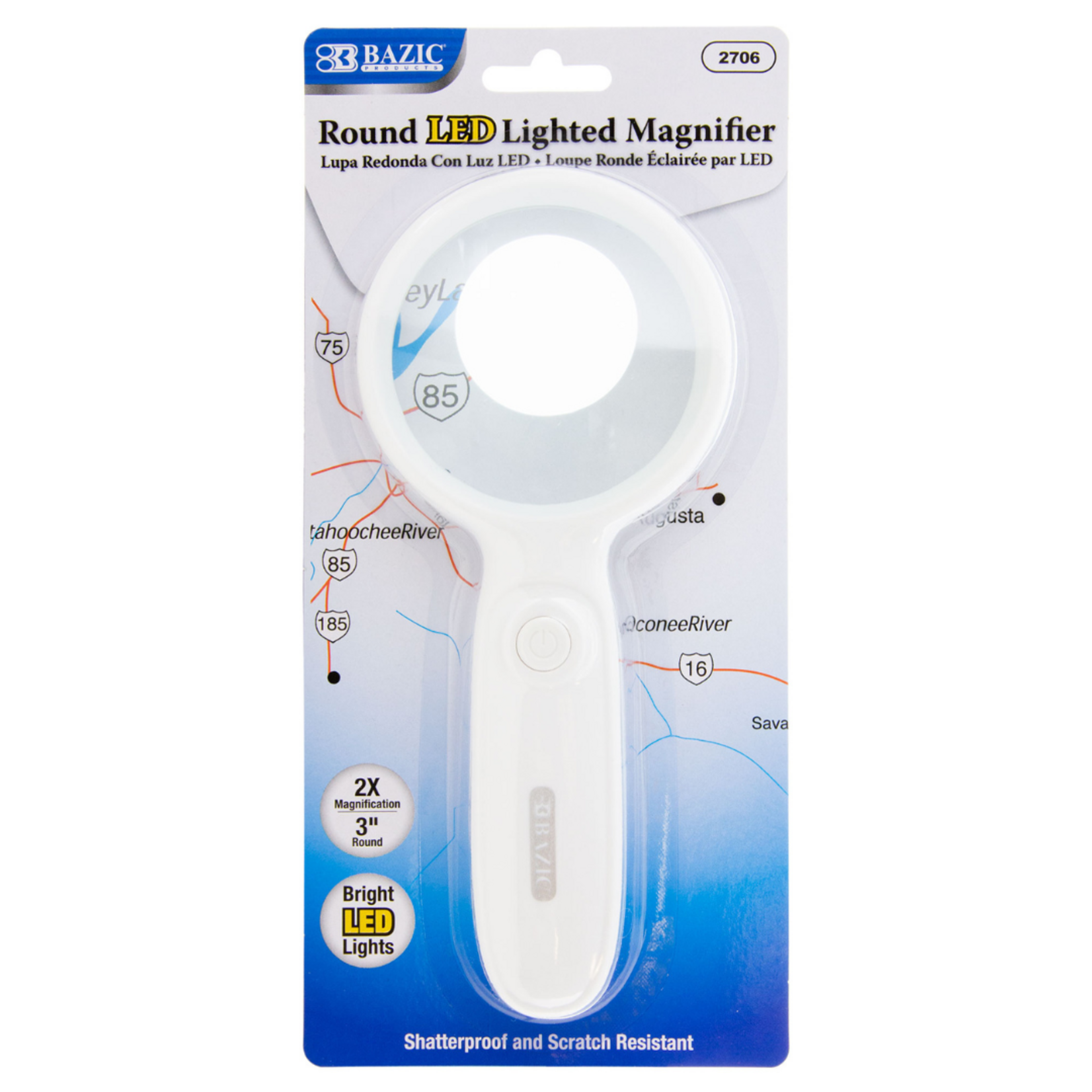 BAZIC 3" Round 2 x LED Lighted Magnifier