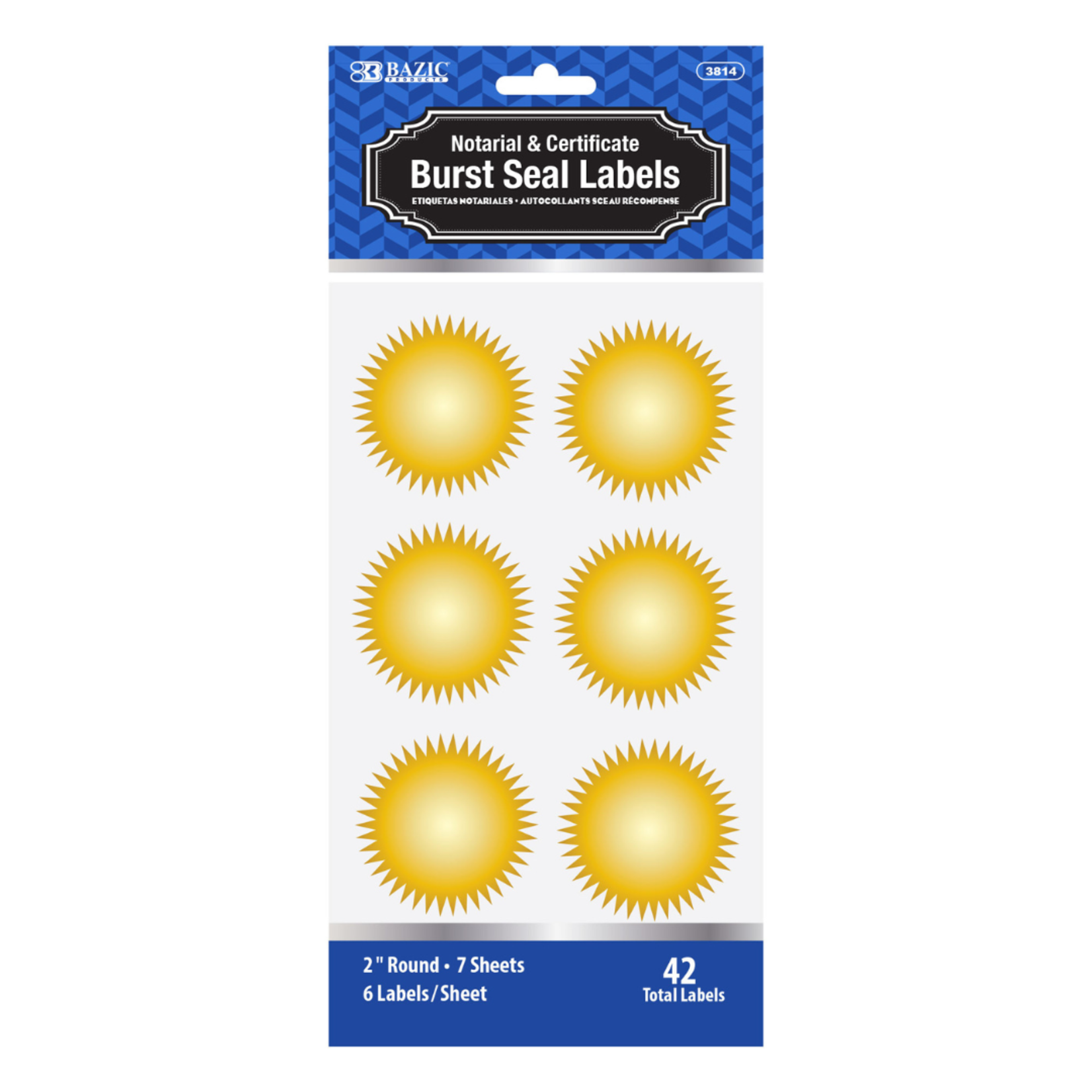 Bazic 2" Gold Foil Notary/Certificate Seal Label (42/pack)