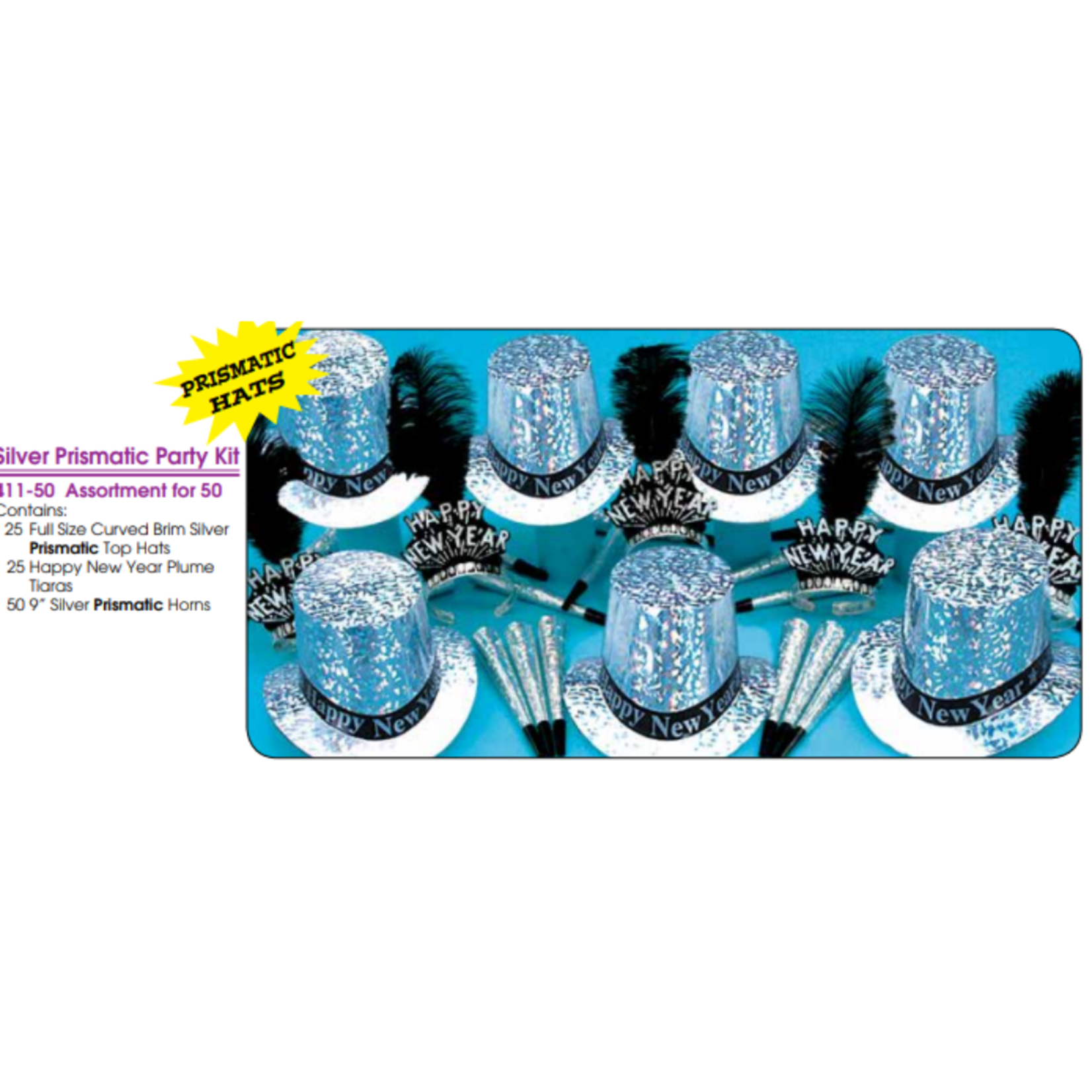 Prismatic Party Kit For 50 People - Silver