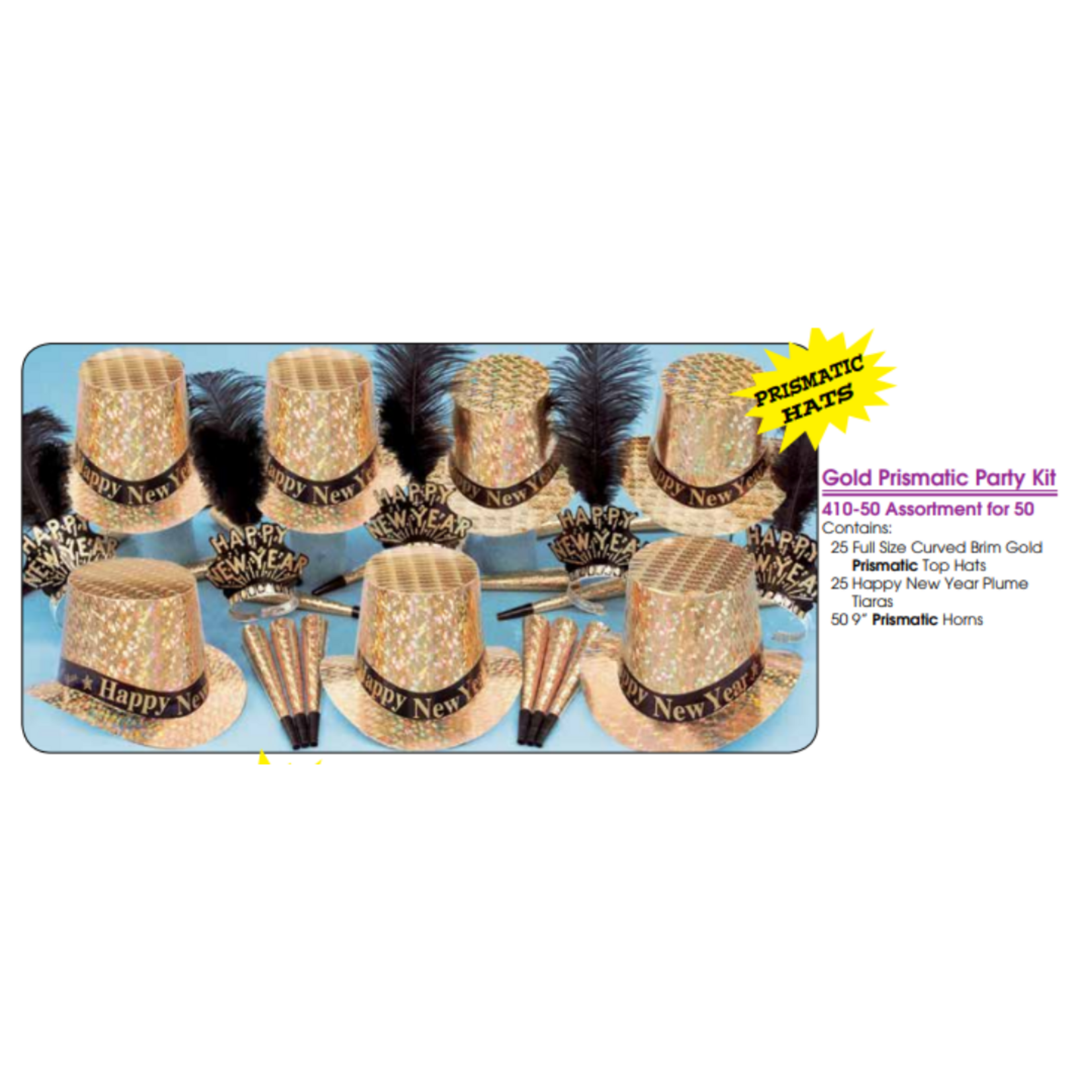 Prismatic Party Kit For 50 People - Gold