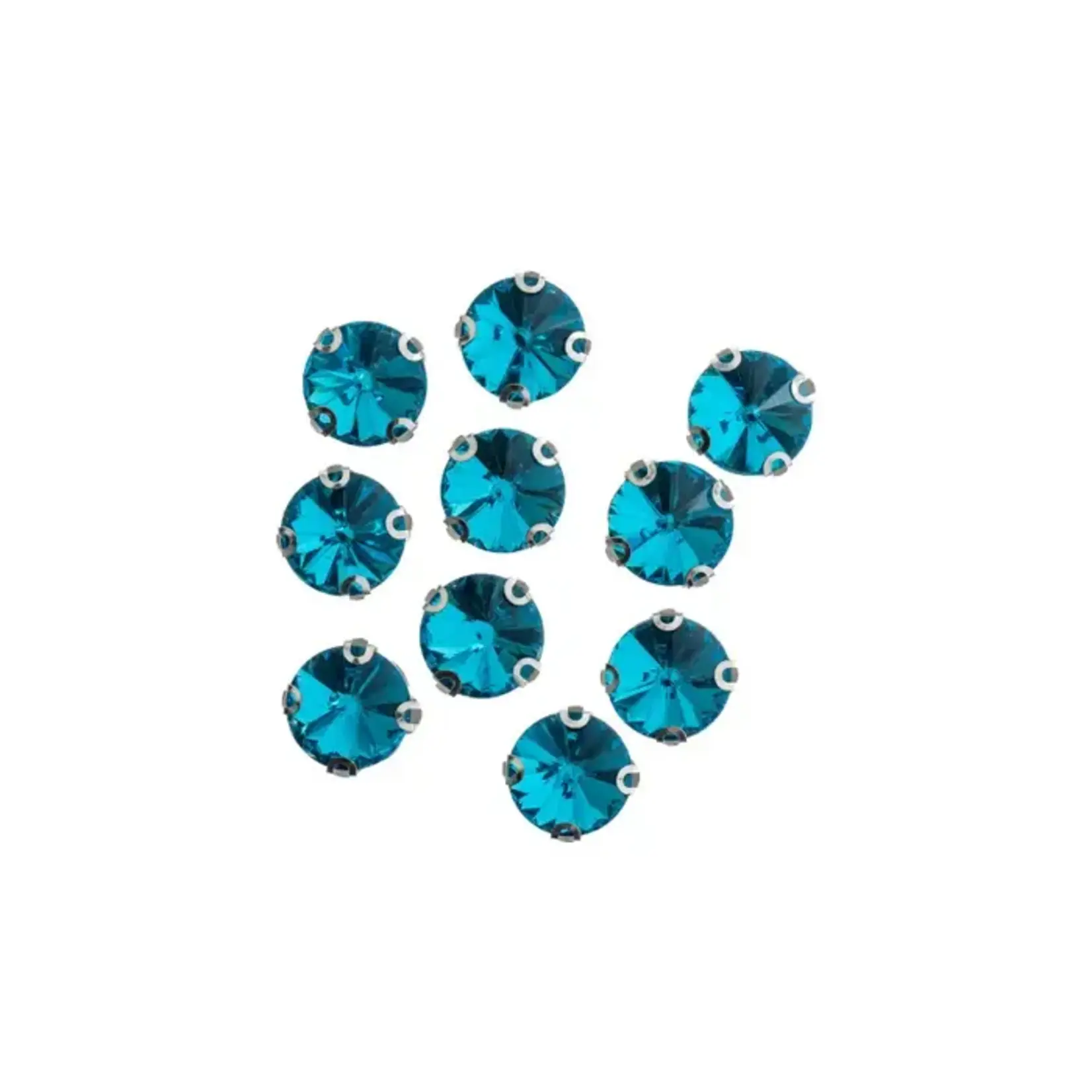 Crystal Lane DIY Sew on Rhinestone 10mm Silver/ Teal 20pcs