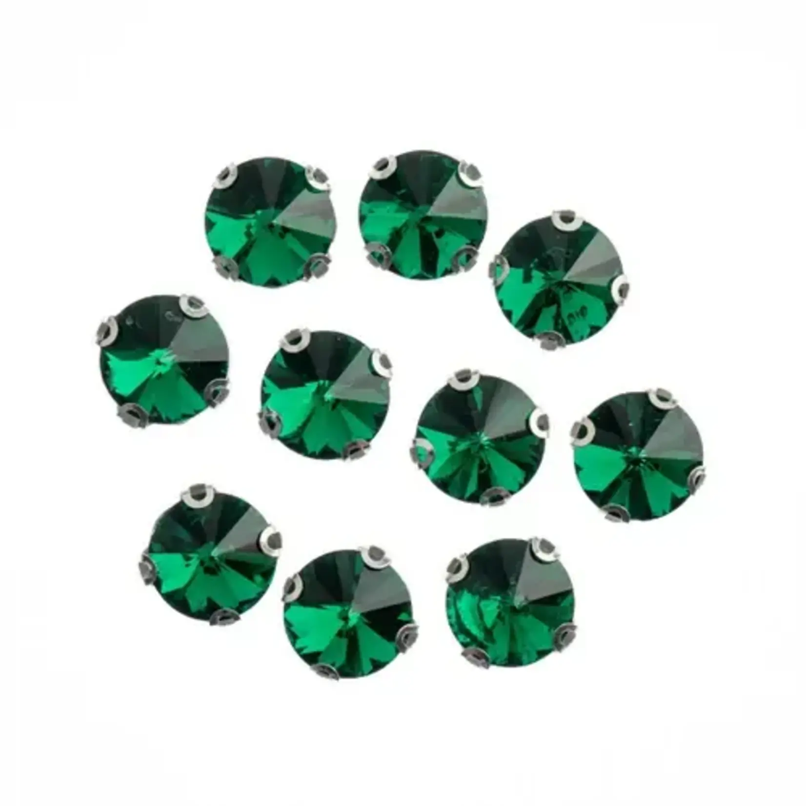 Crystal Lane DIY Sew on Rhinestone 10mm Silver/Emerald 20pcs