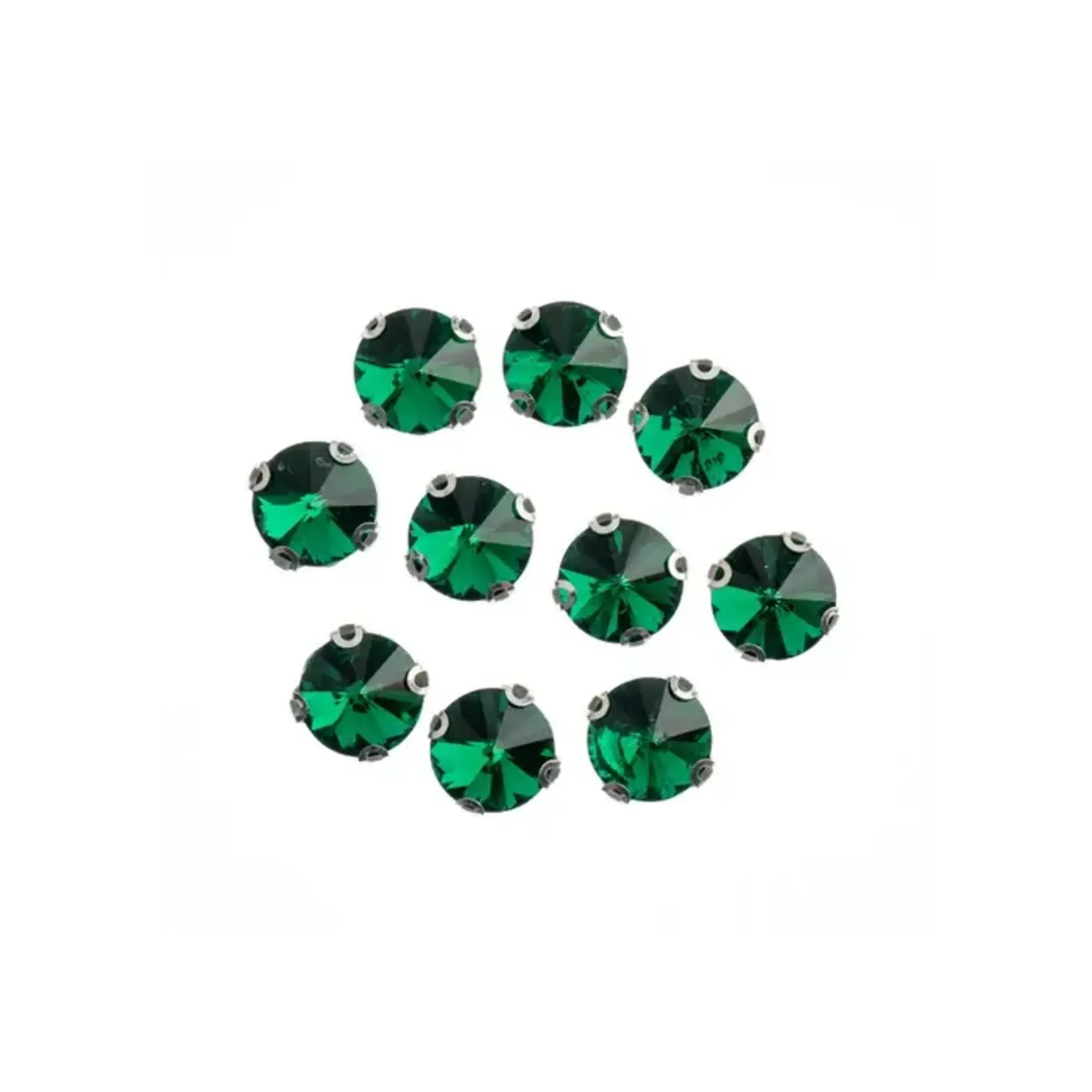 Crystal Lane DIY Sew on Rhinestone 10mm Silver/Emerald 20pcs