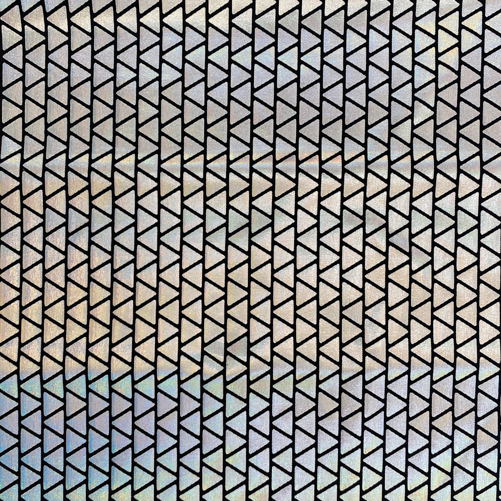 Spandex Patterned Holographic  - Silver on Black