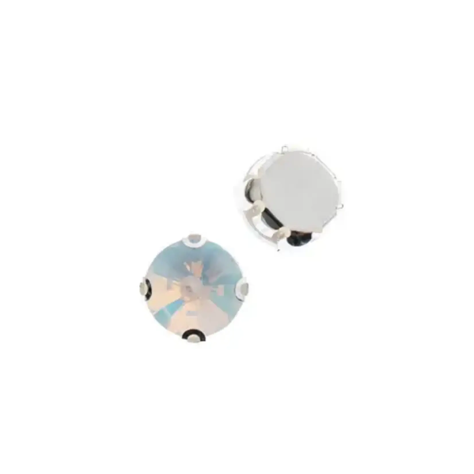Crystal Lane DIY Sew on Rhinestone 10mm Silver/White Opal 20pcs