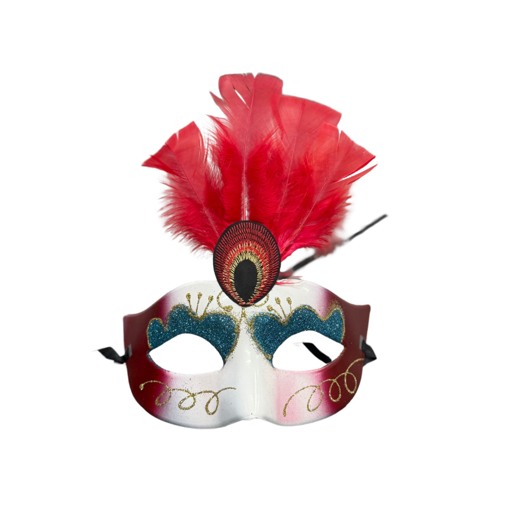 Peacock Masquerade Mask - Red