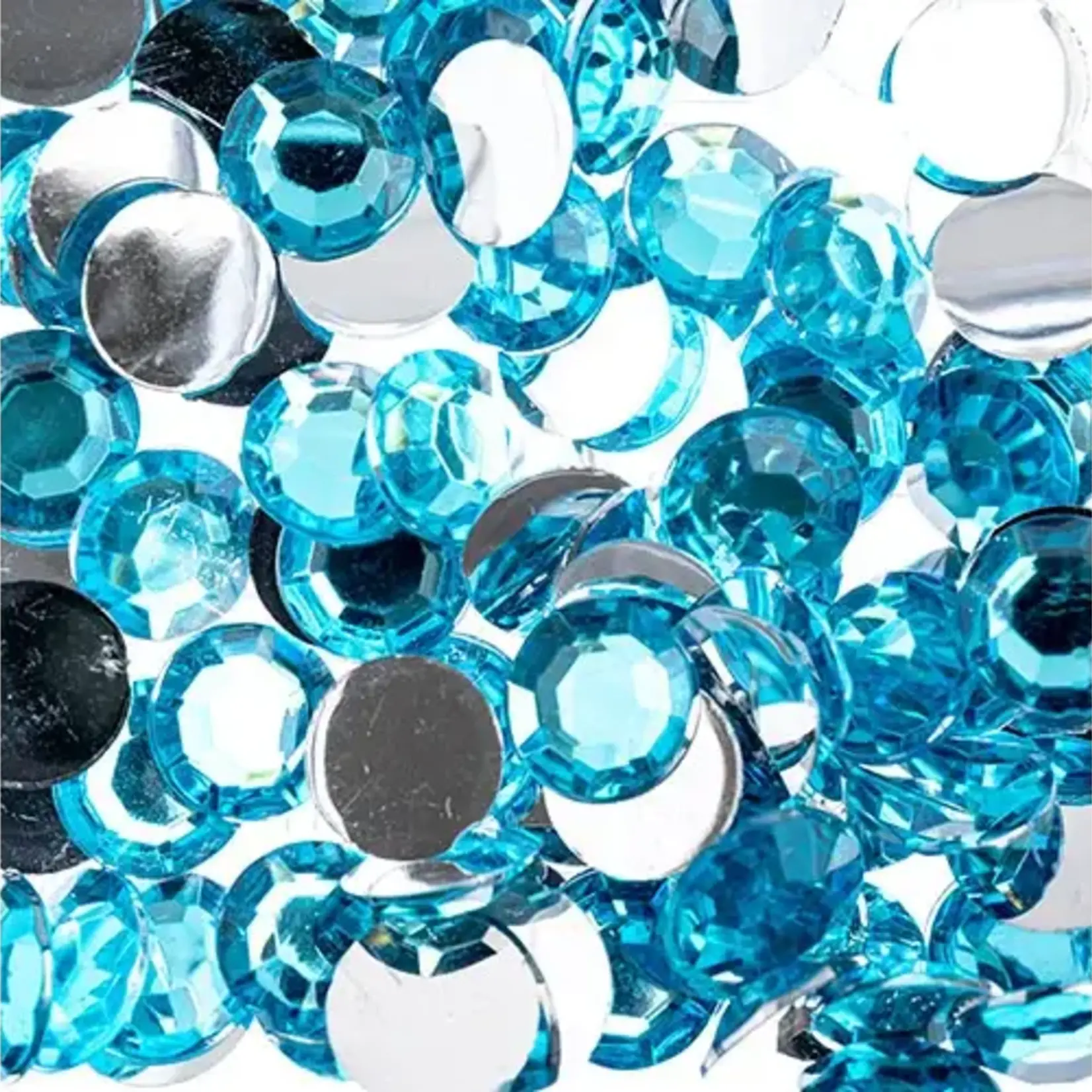 Acrylic Round Flat Back Rhinestones 10mm Aqua 500pcs
