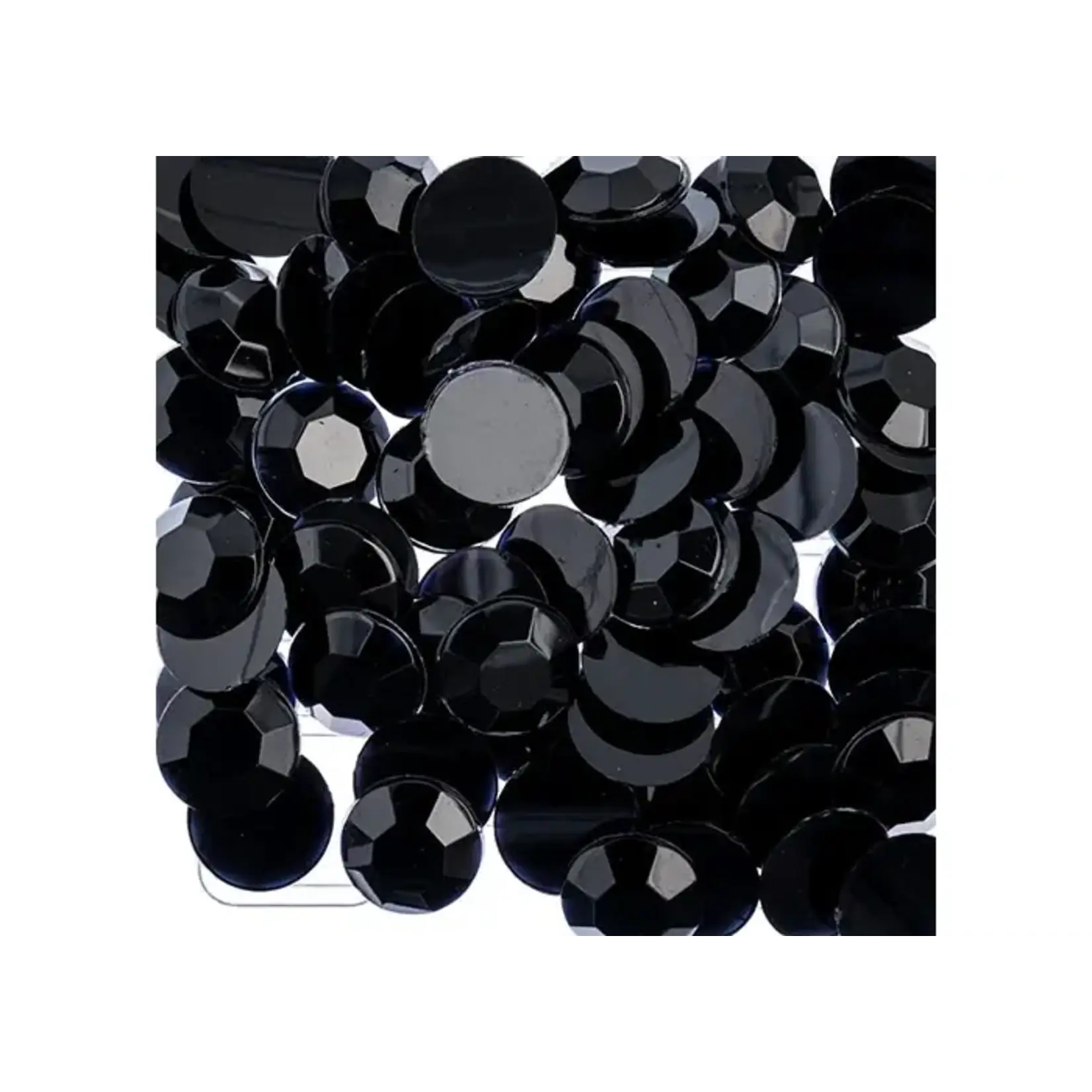 Acrylic Round Flat Back Rhinestones 10mm Black