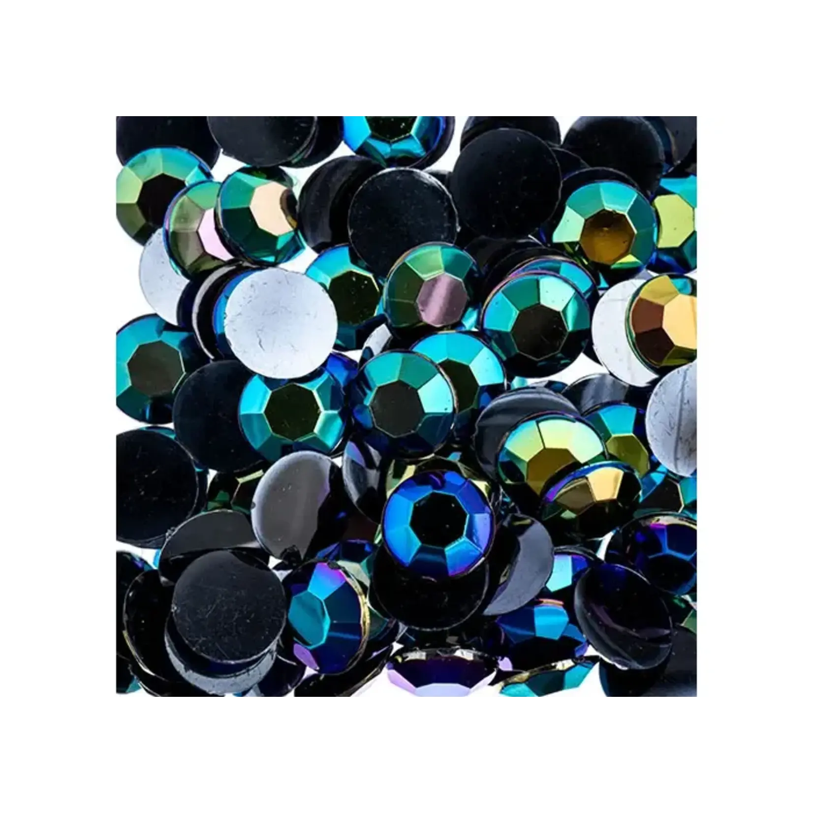 Acrylic Round Flat Back Rhinestones 10mm Black AB 500pcs