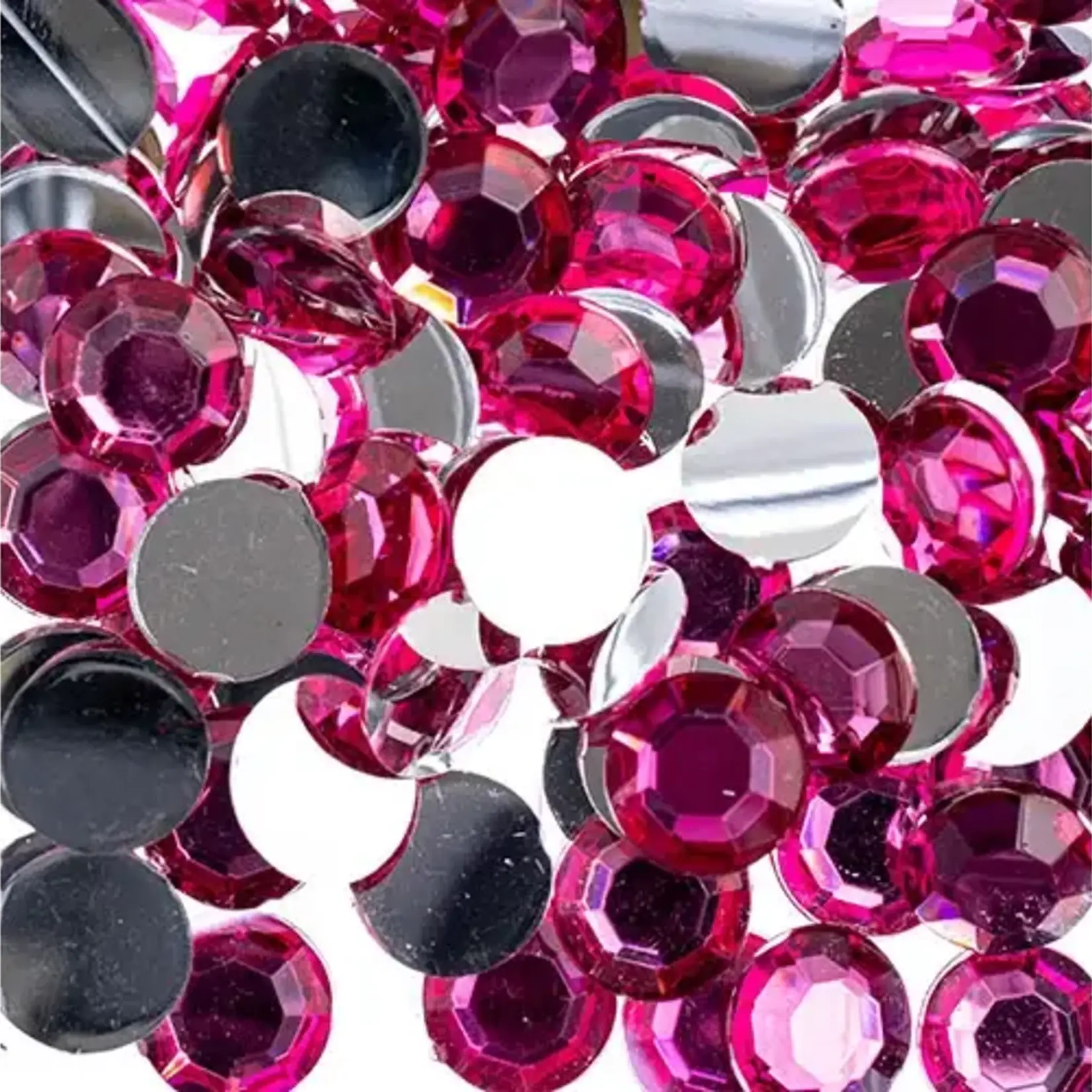 Acrylic Round Flat Back Rhinestones 10mm Fuchsia 500pcs