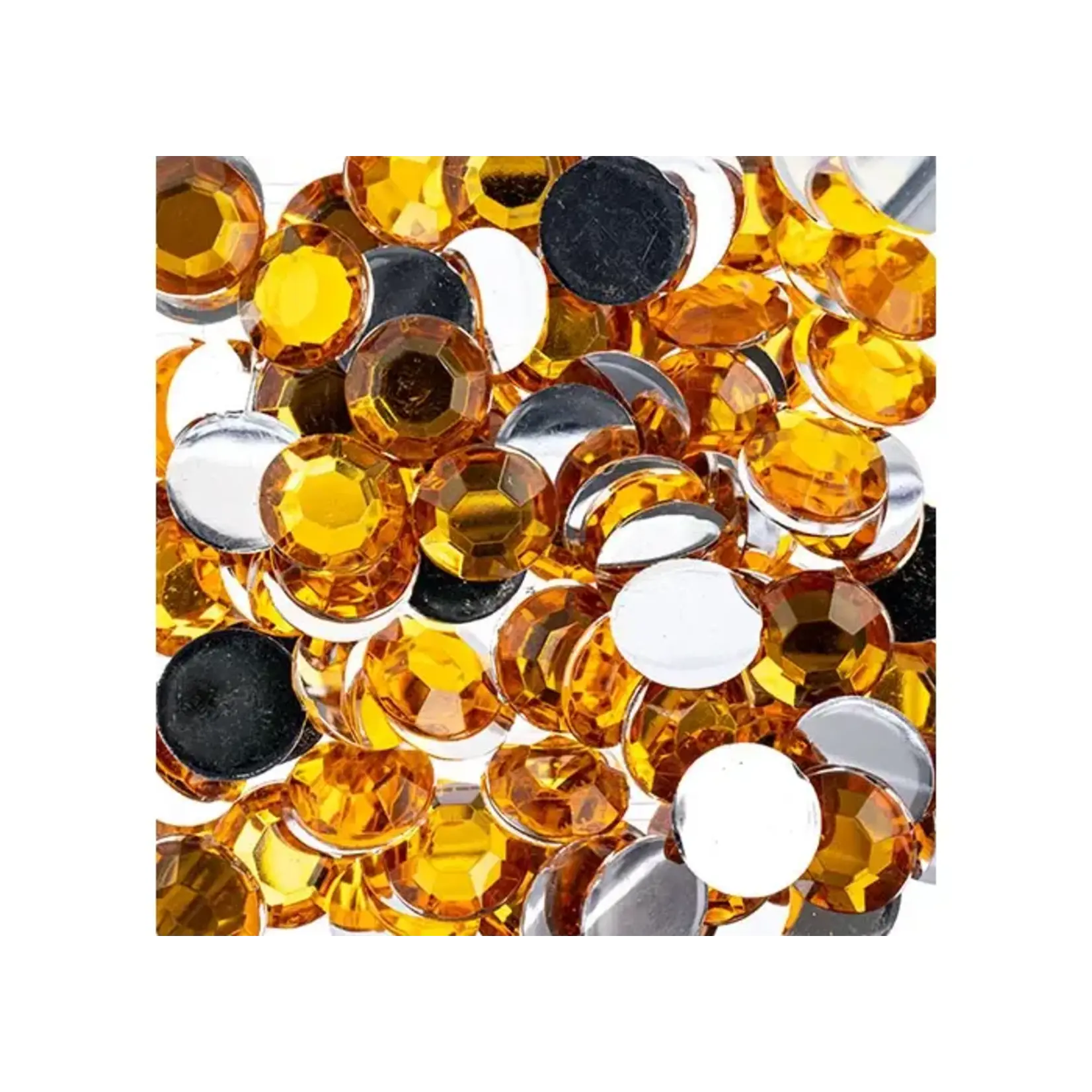 Acrylic Round Flat Back Rhinestones 10mm Gold 500pcs