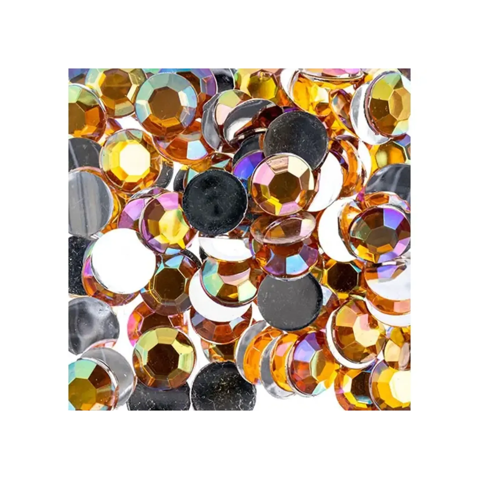 Acrylic Round Flat Back Rhinestones 10mm Gold AB 500pcs