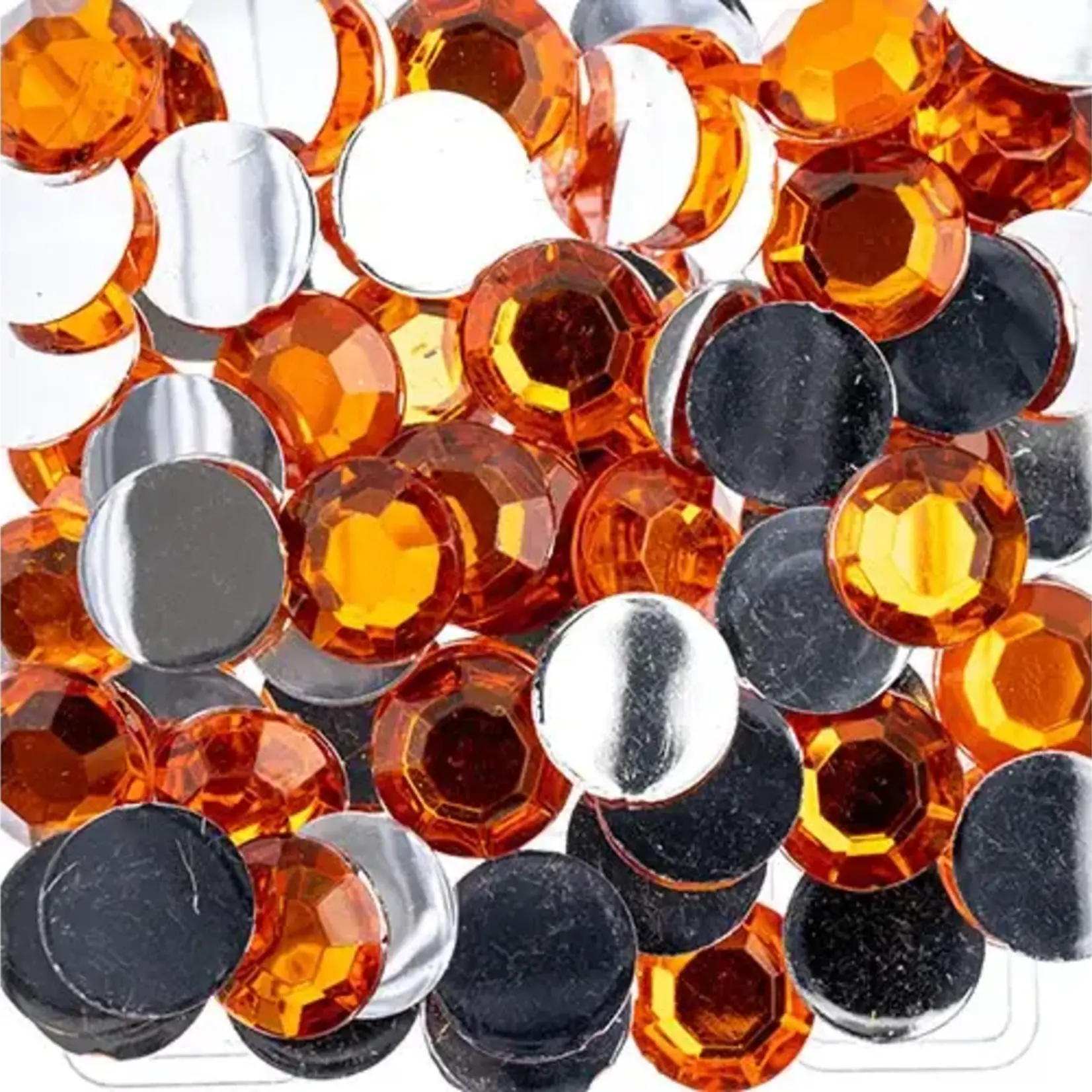 Acrylic Round Flat Back Rhinestones 10mm Orange 500pcs