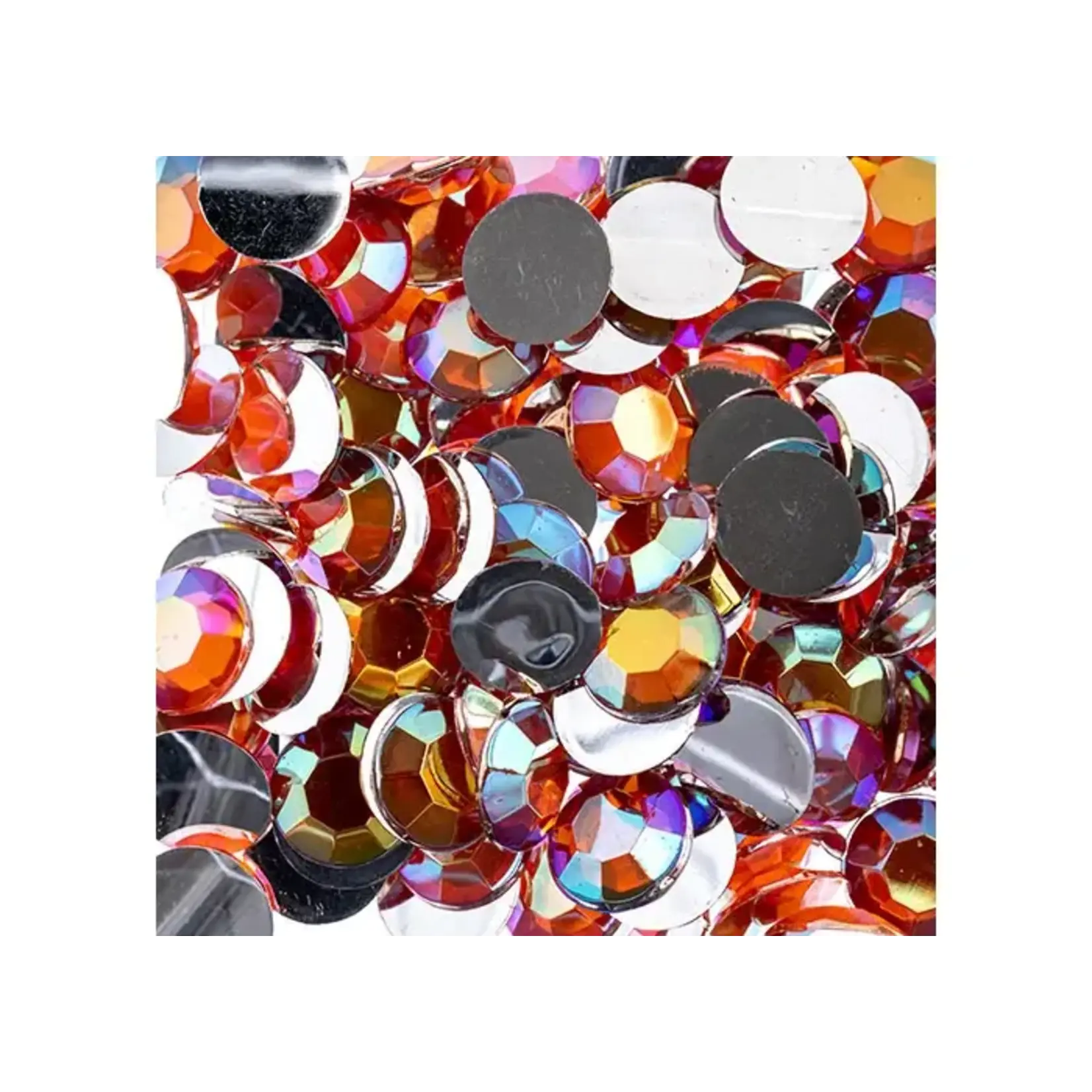 Acrylic Round Flat Back Rhinestones 10mm Orange AB 500pcs