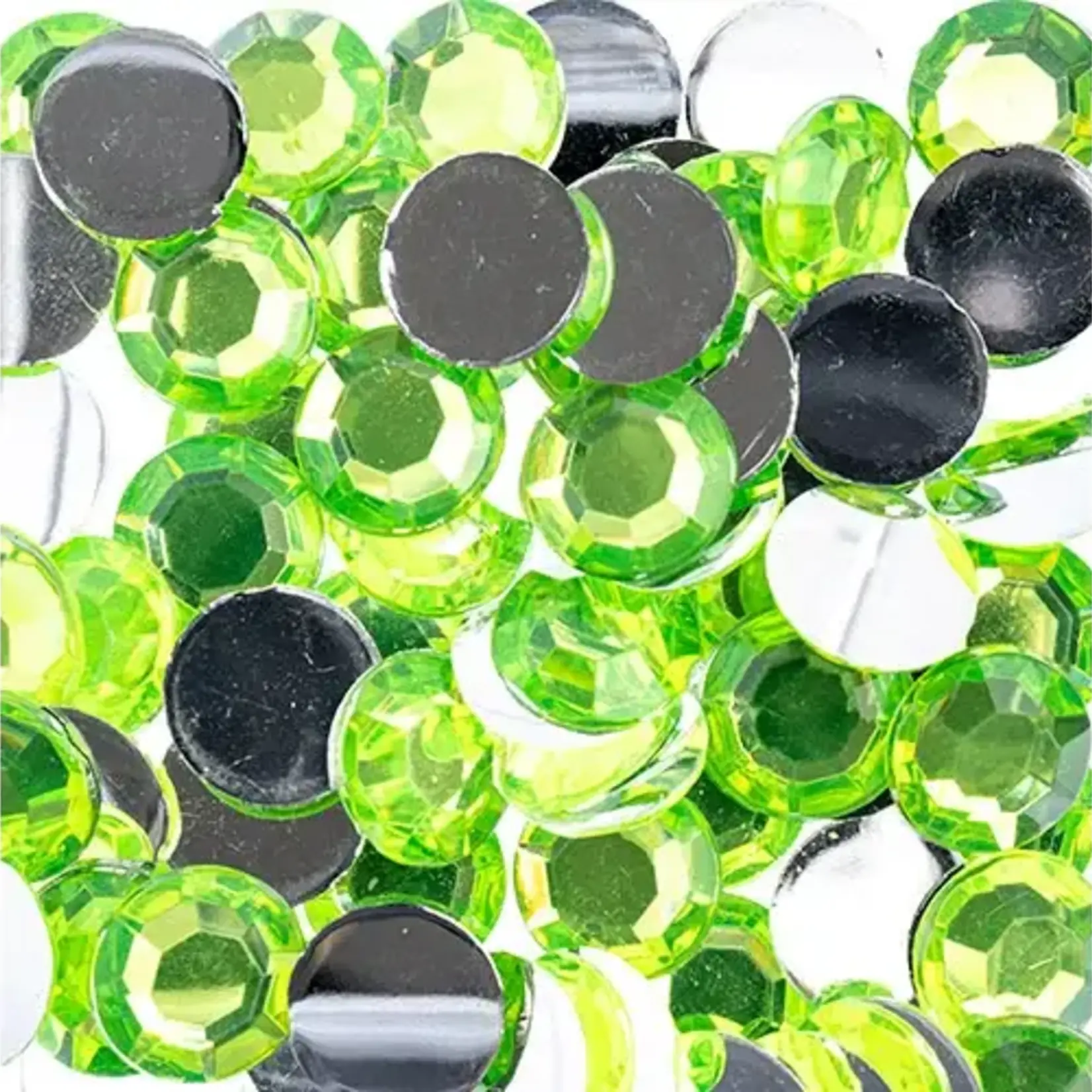 Acrylic Round Flat Back Rhinestones 10mm Peridot 500pcs