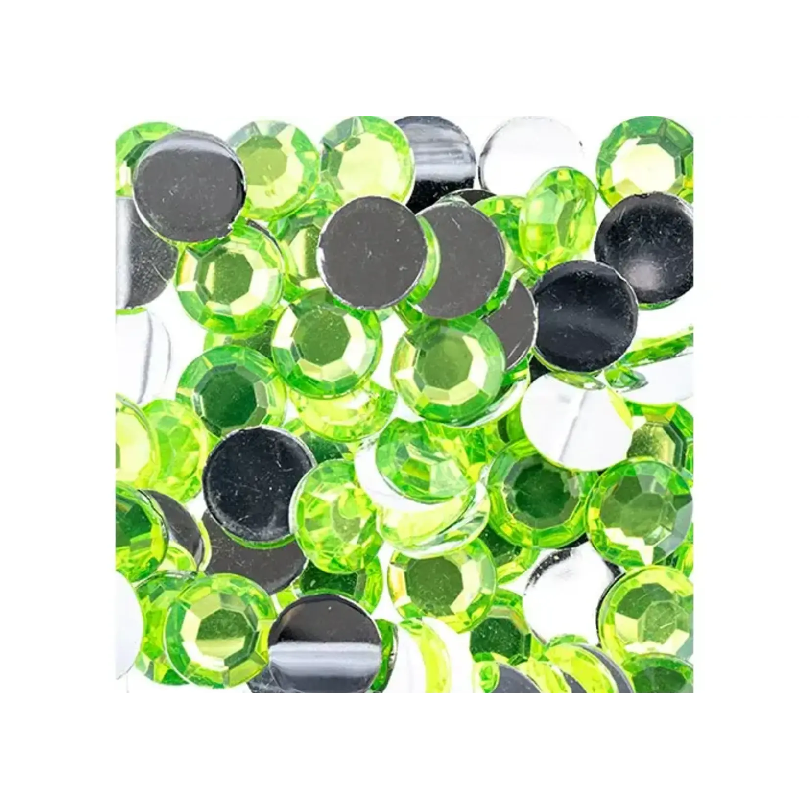 Acrylic Round Flat Back Rhinestones 10mm Peridot 500pcs