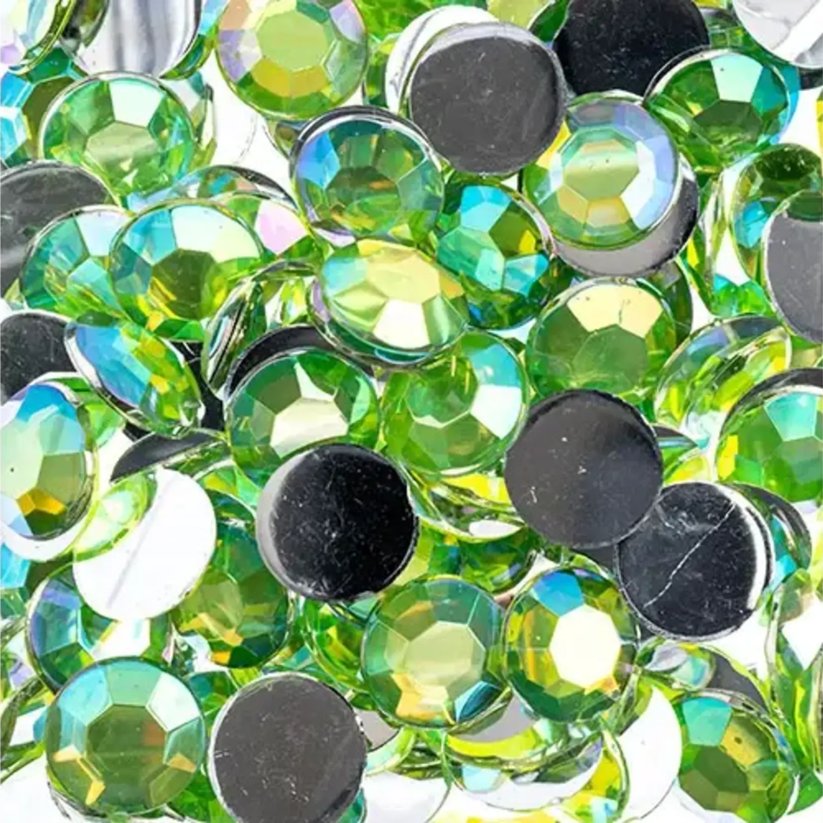Acrylic Round Flat Back Rhinestones 10mm Peridot AB 500pcs