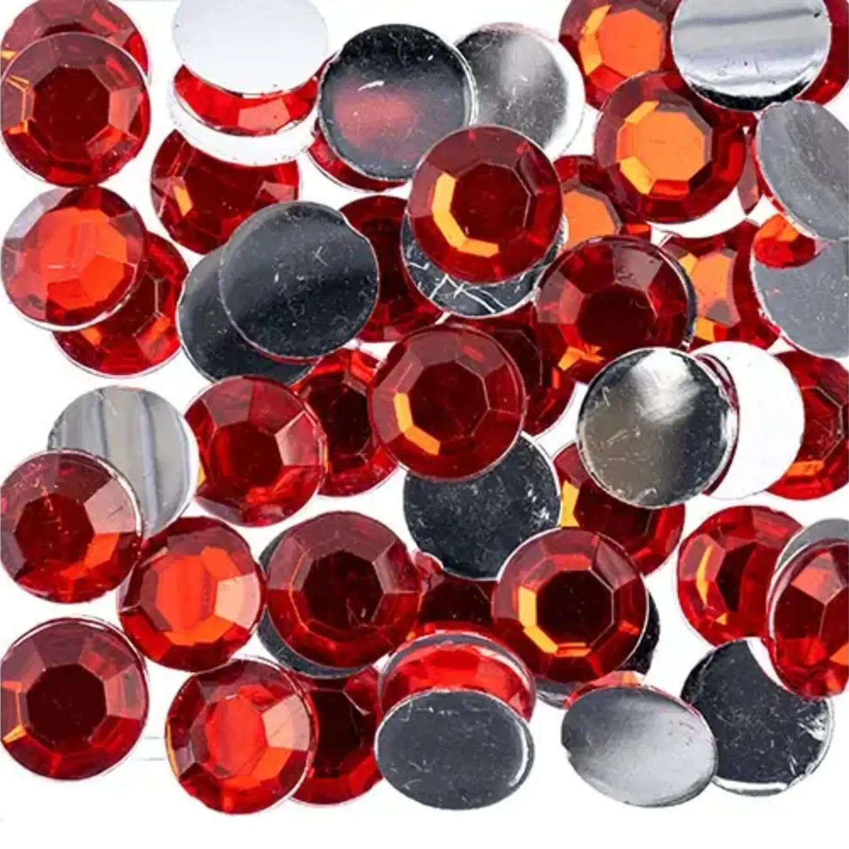 Acrylic Round Flat Back Rhinestones 10mm Red 500pcs