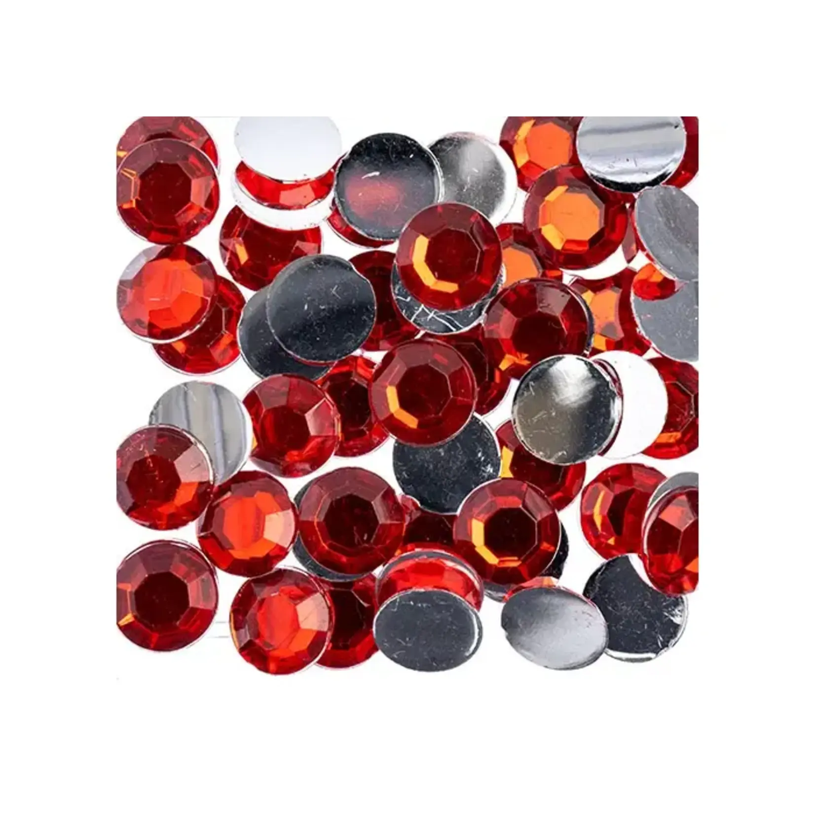 Acrylic Round Flat Back Rhinestones 10mm Red 500pcs