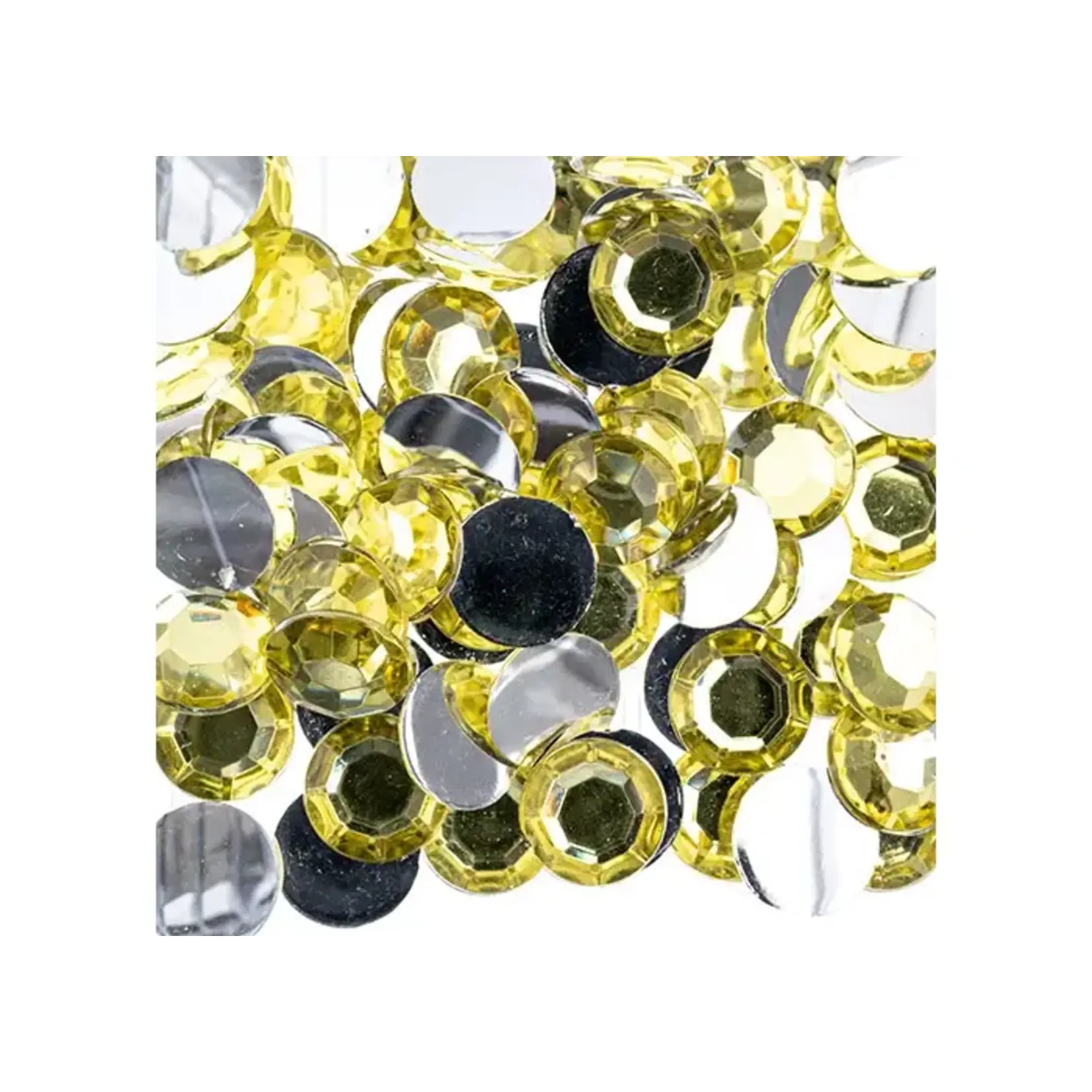 Acrylic Round Flat Back Rhinestones 10mm Yellow 500pcs