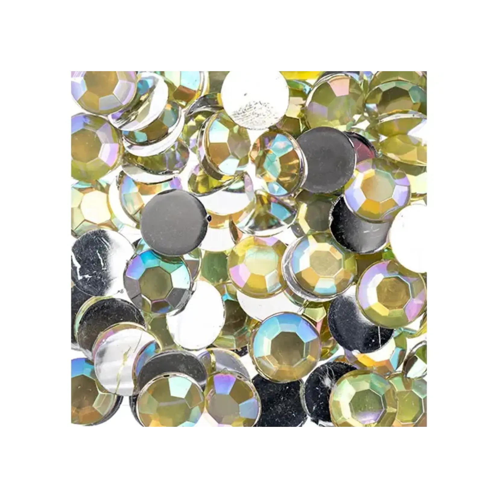 Acrylic Round Flat Back Rhinestones 10mm Yellow AB 500pcs