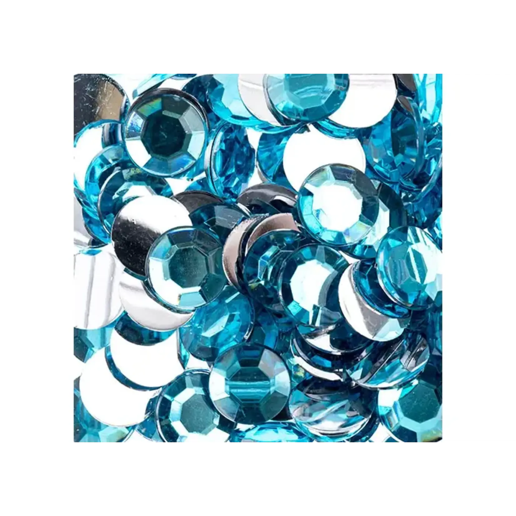 Acrylic Round Flat Back Rhinestones 12mm Aqua 400pcs