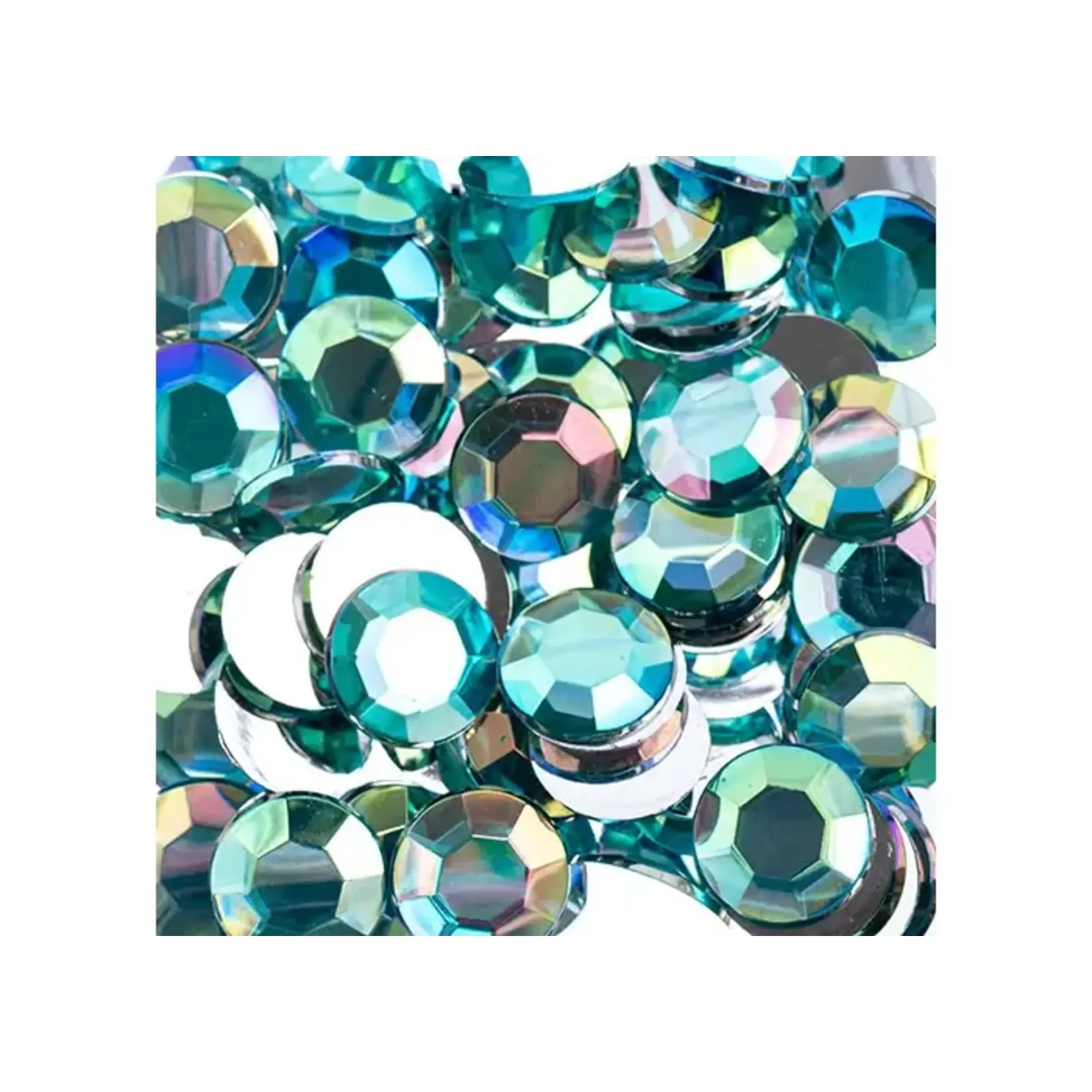 Acrylic Round Flat Back Rhinestones 12mm Aqua AB 400pcs