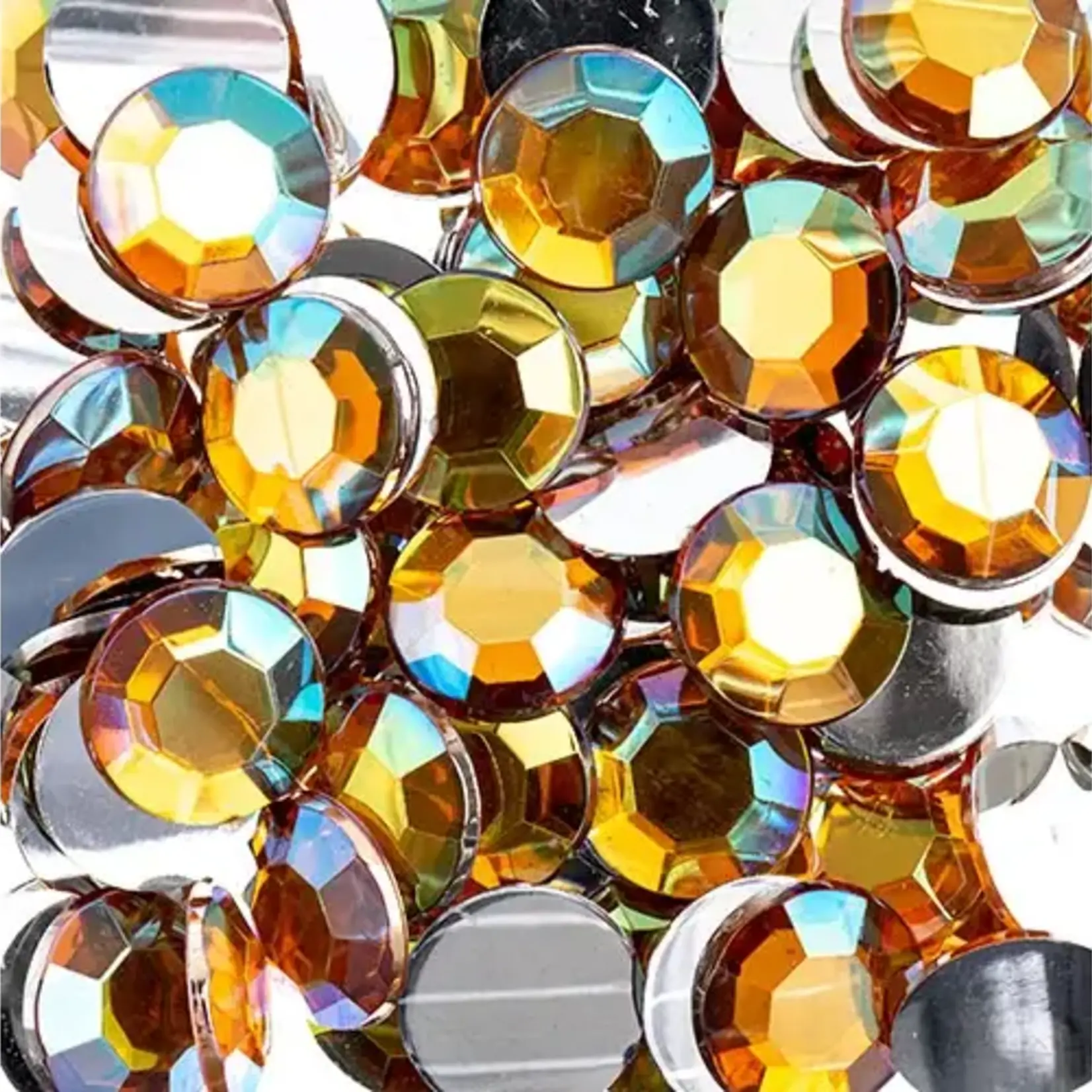 Acrylic Round Flat Back Rhinestones 12mm Gold AB 400pcs