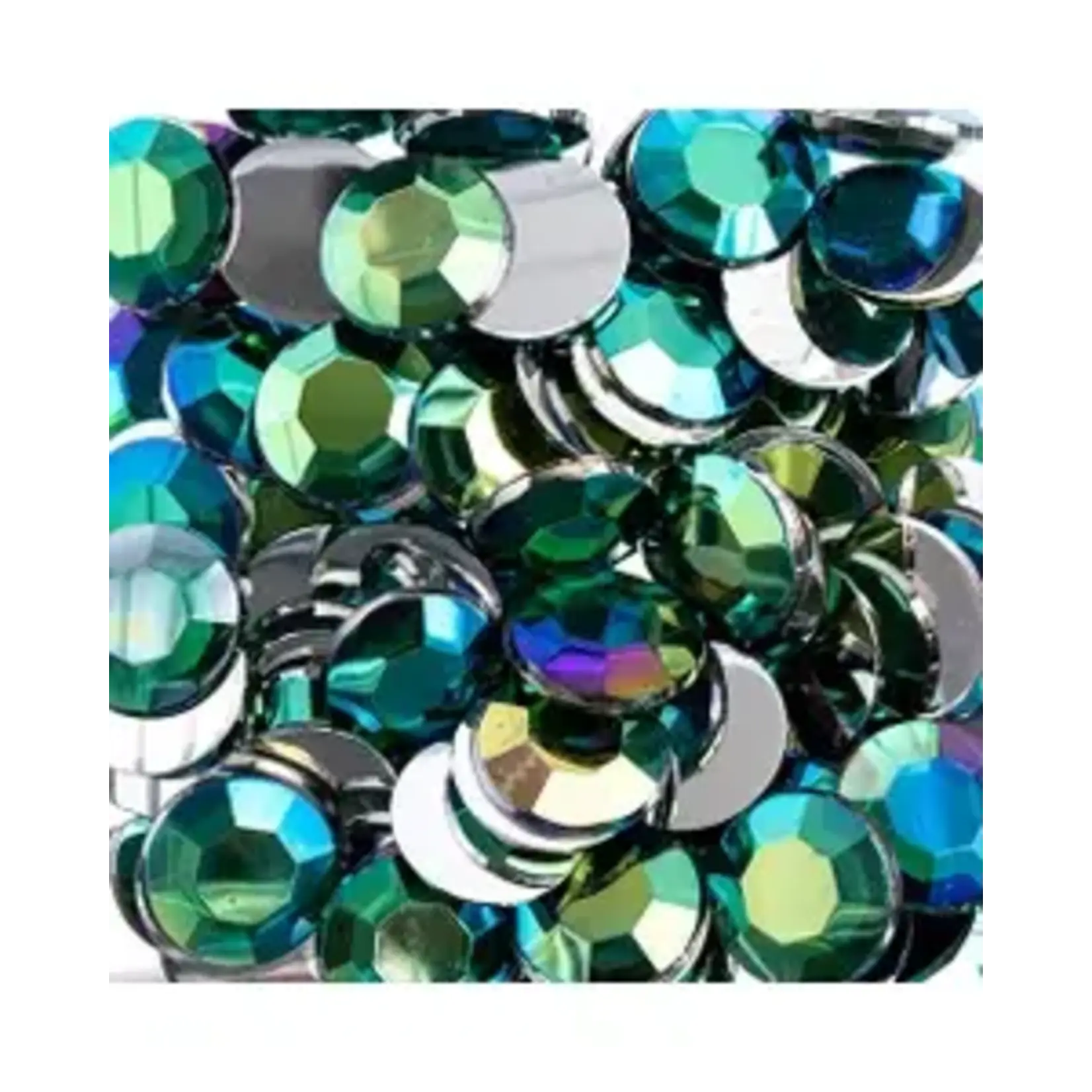 Acrylic Round Flat Back Rhinestones 12mm Green AB 400pcs