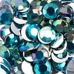 Acrylic Round Flat Back Rhinestones 12mm Turquoise AB 400pcs