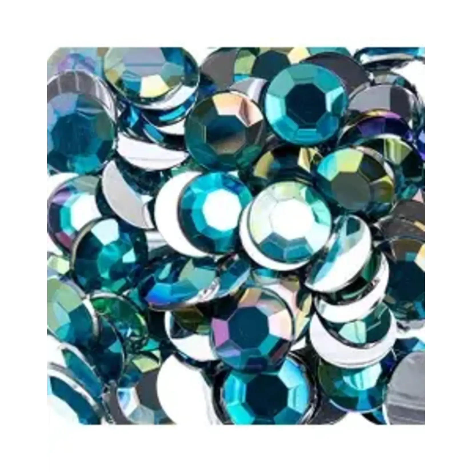 Acrylic Round Flat Back Rhinestones 12mm Turquoise AB 400pcs