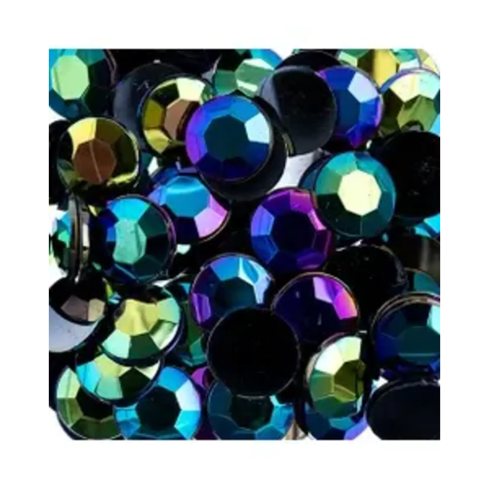 Acrylic Round Flat Back Rhinestones 12mm Black AB 400pcs