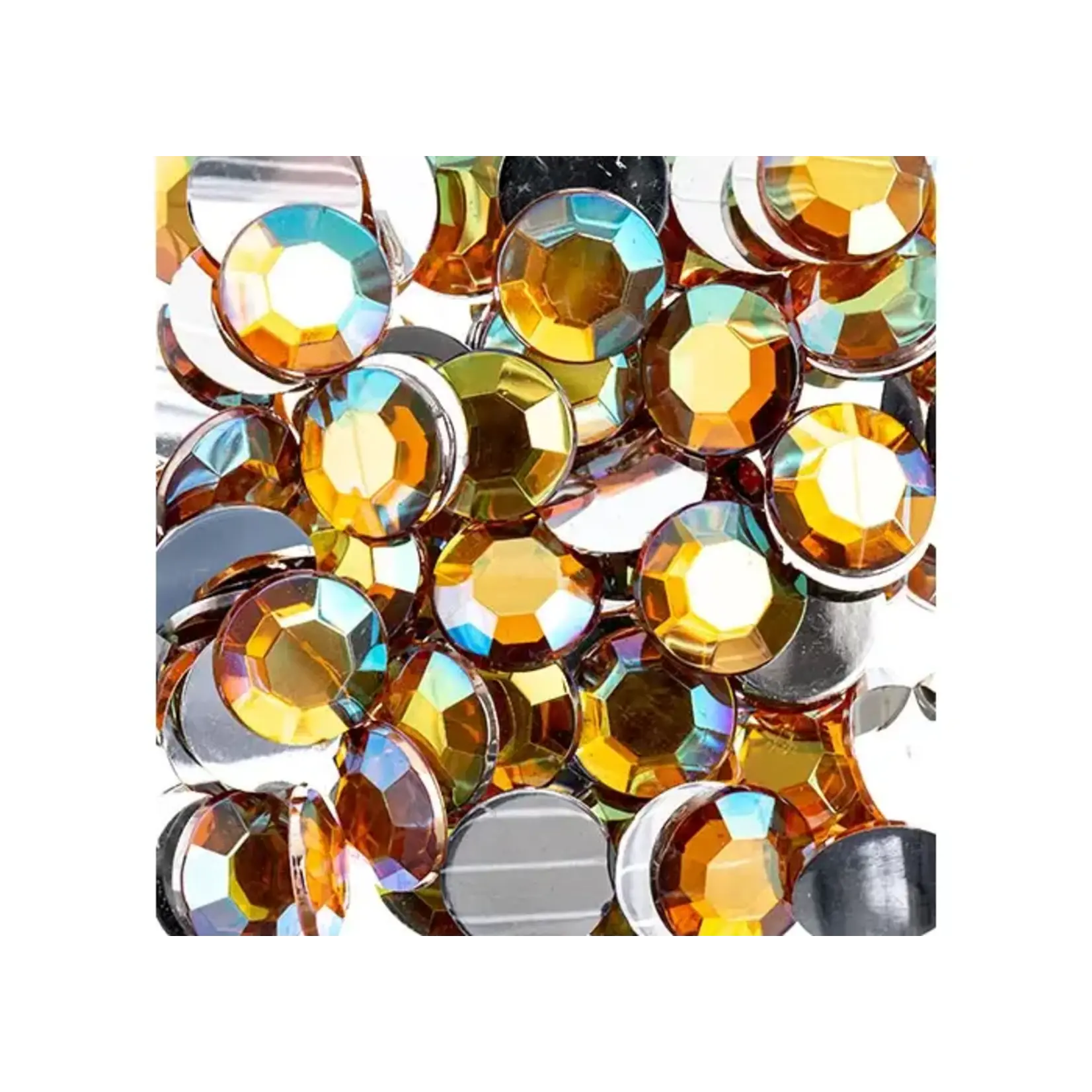 Acrylic Round Flat Back Rhinestones 12mm Gold AB 400pcs