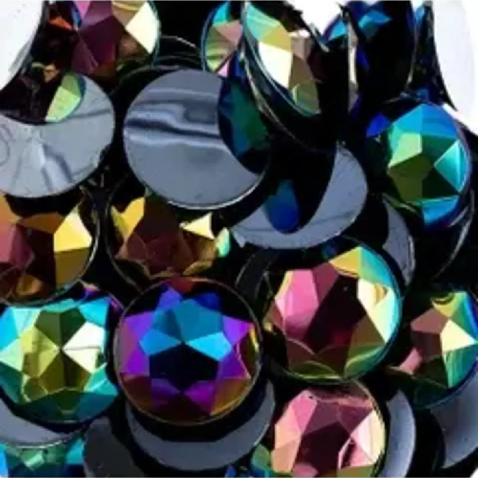 Acrylic Round Flat Back Rhinestones 16mm Black AB 200pcs