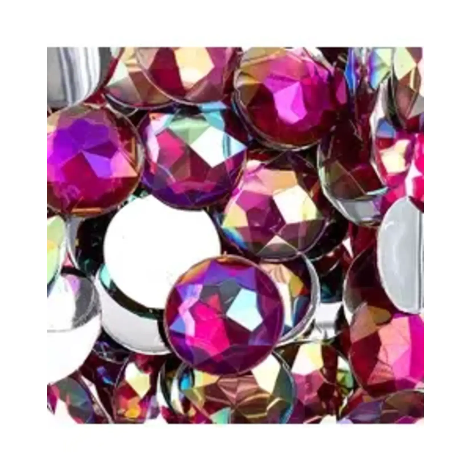 Acrylic Round Flat Back Rhinestones 16mm Fuchsia AB 200pcs