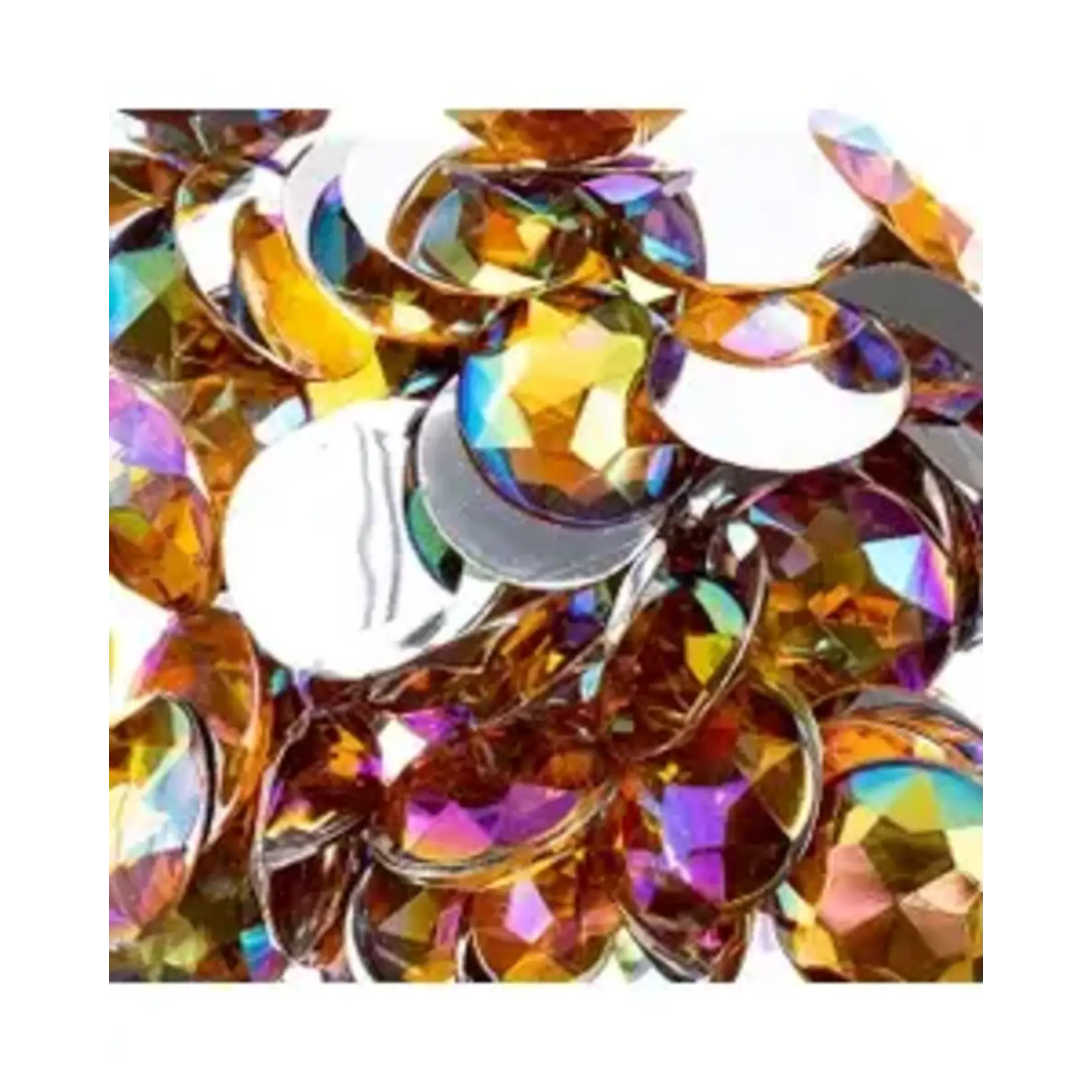 Acrylic Round Flat Back Rhinestones 16mm Gold AB 200pcs