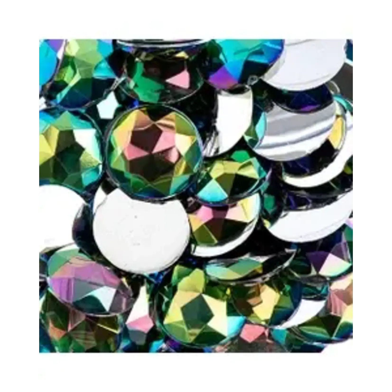 Acrylic Round Flat Back Rhinestones 16mm Green AB 200pcs