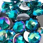 Acrylic Round Flat Back Rhinestones 16mm Turquoise AB 200pcs