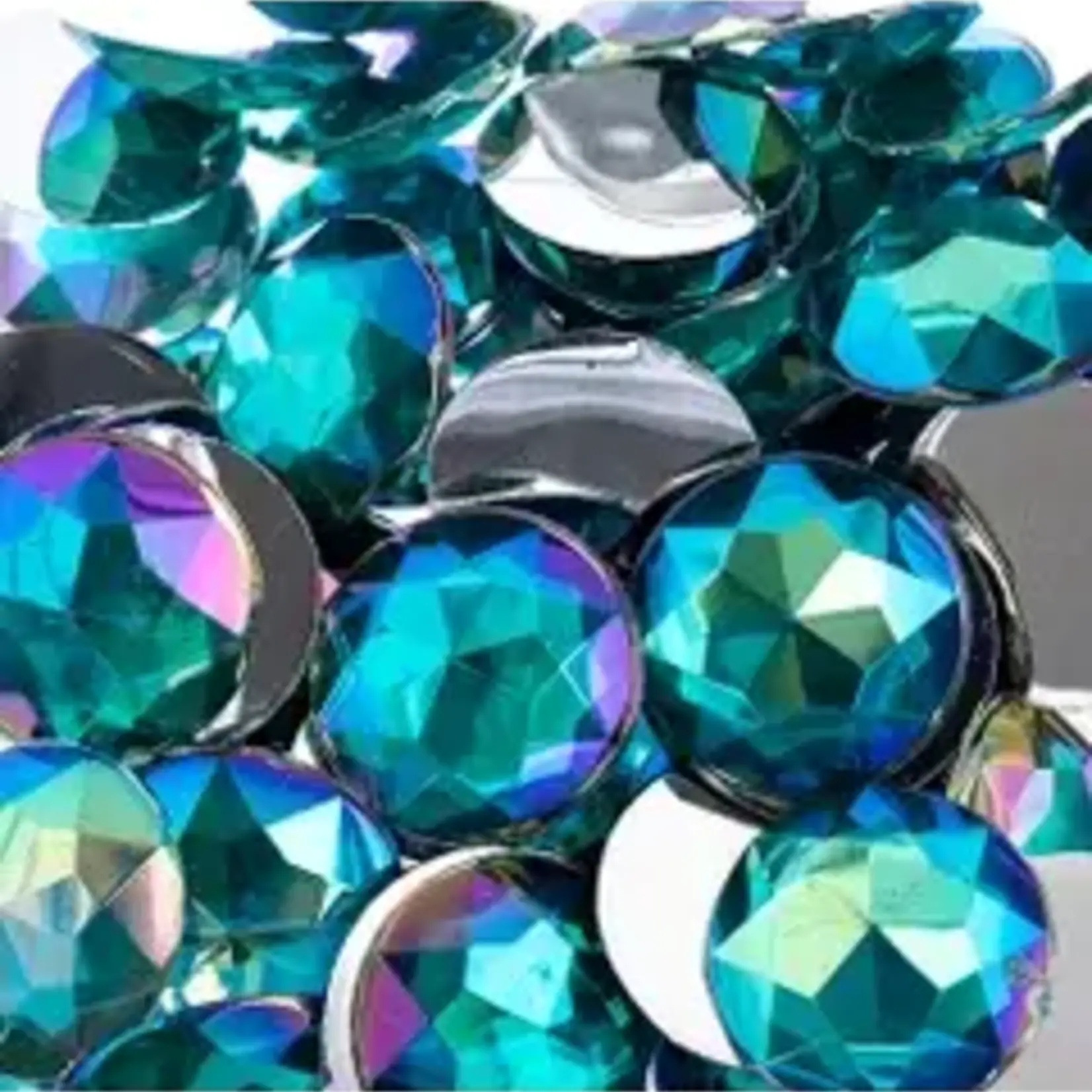 Acrylic Round Flat Back Rhinestones 16mm Turquoise AB 200pcs